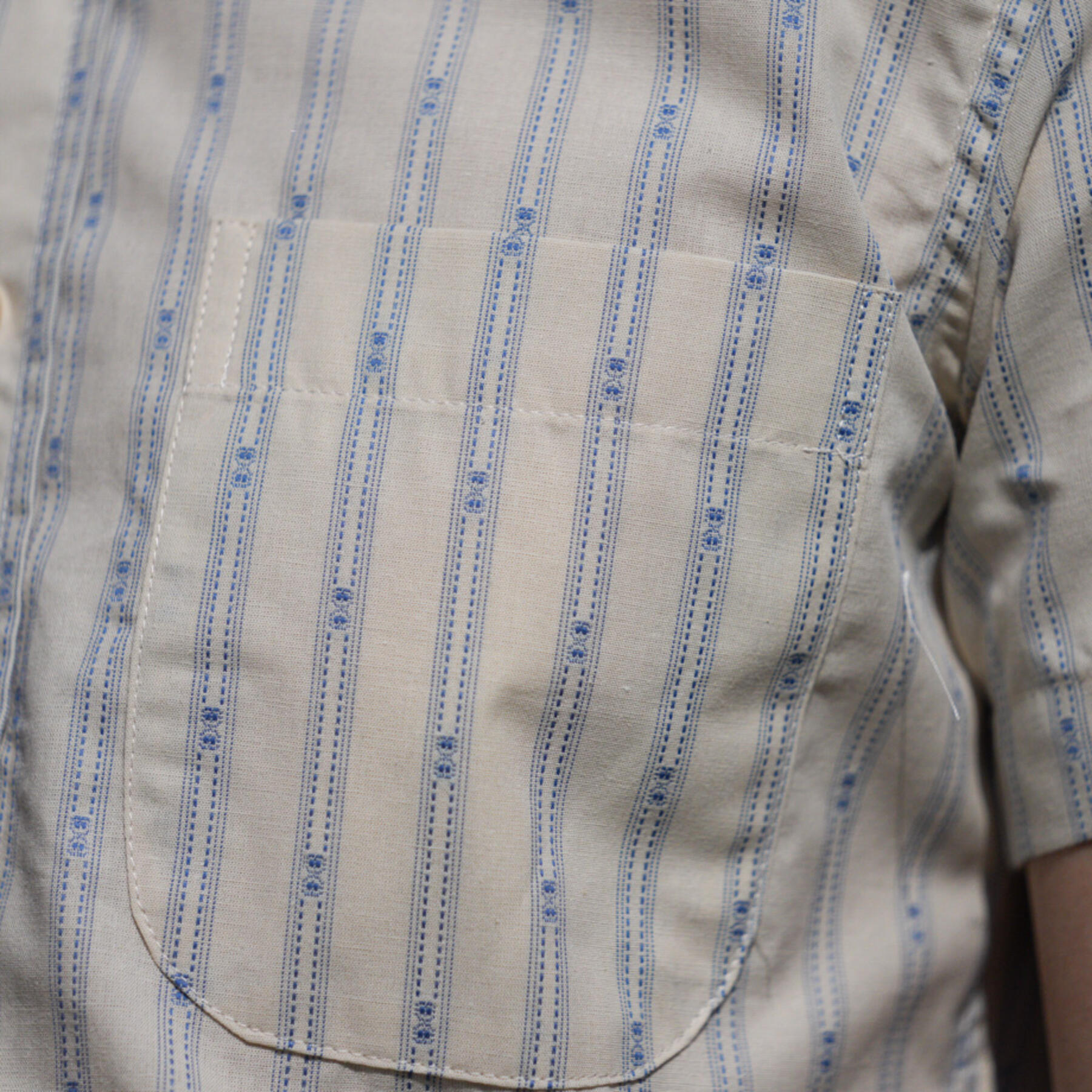 gustin #853 vintage jacquard stripe short sleeve shirt - natural