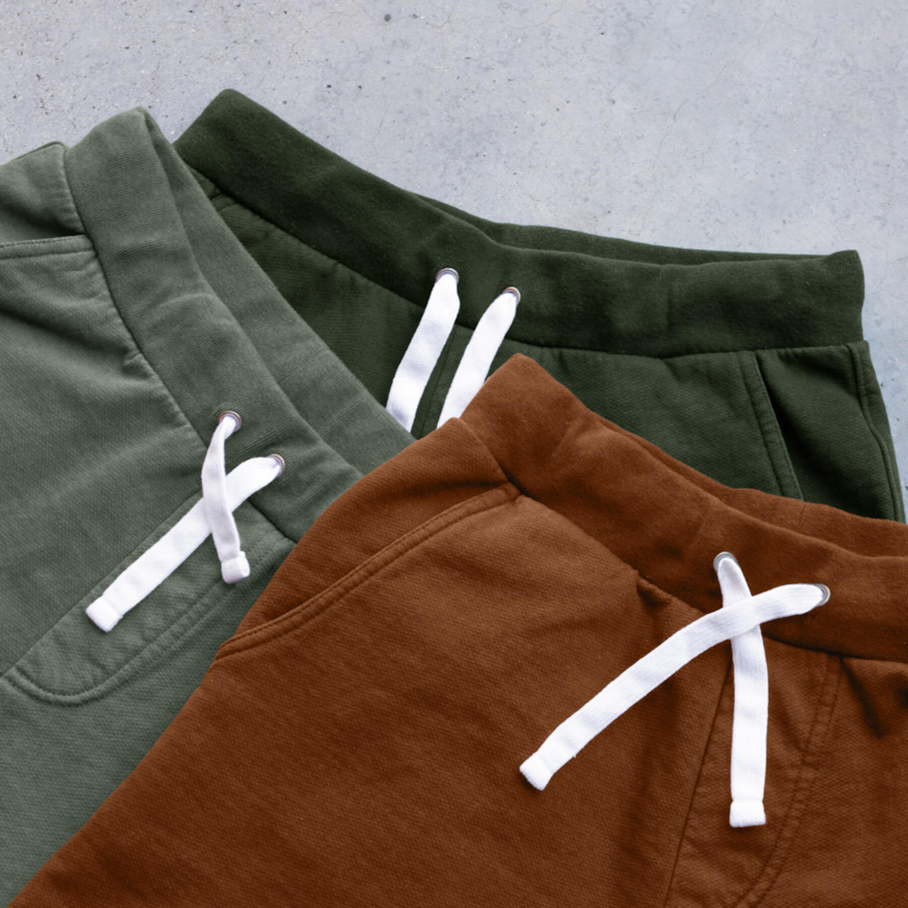 gustin sweatshorts 3 pack (burnt orange, green-grey, hunter)