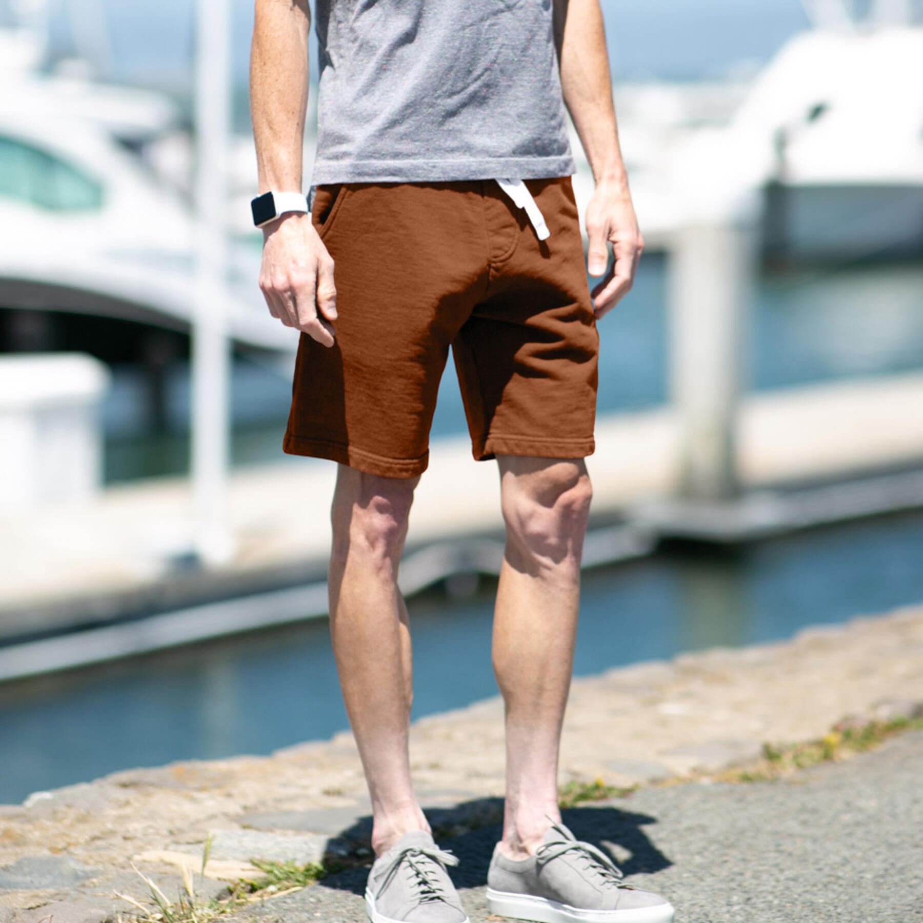gustin sweatshorts - burnt orange