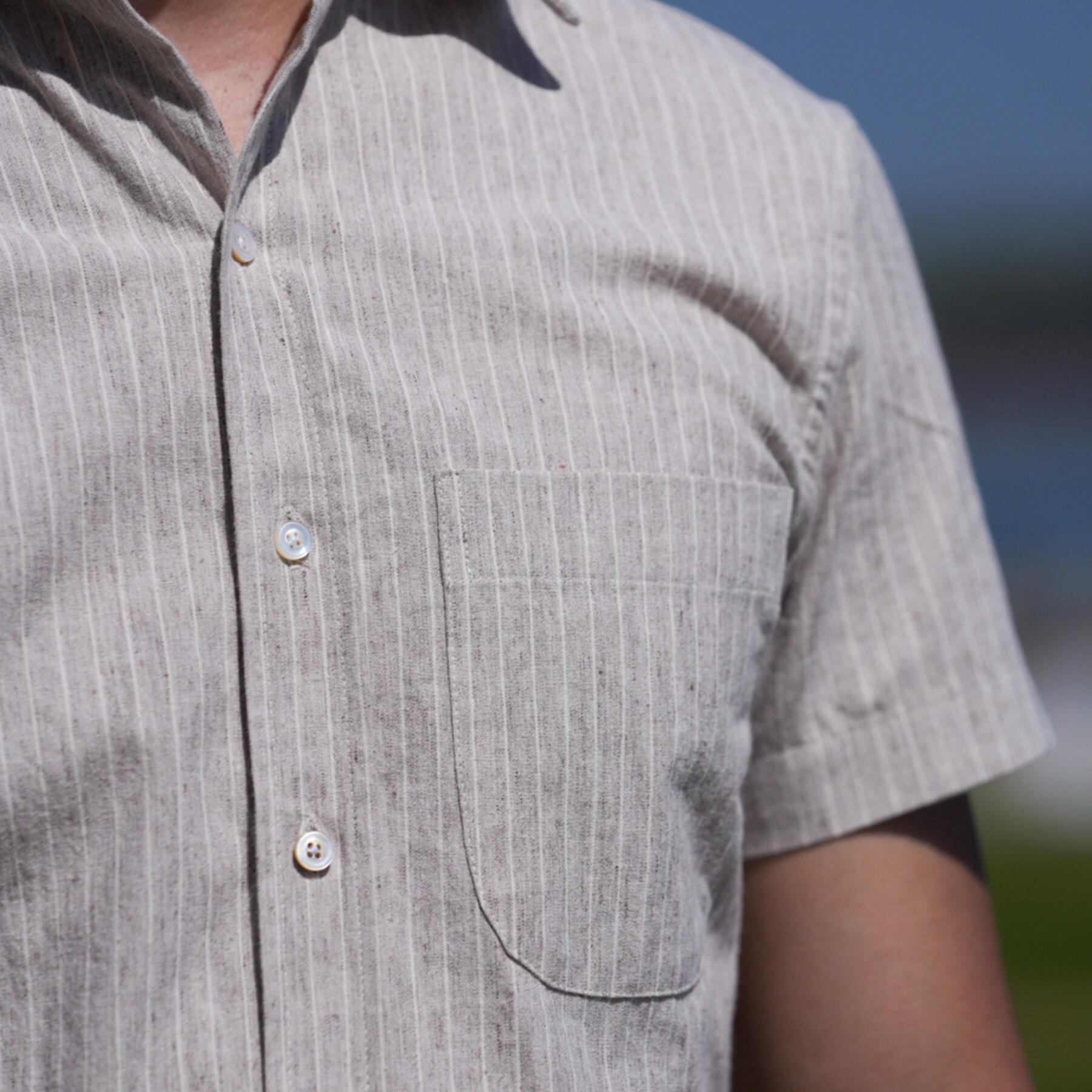 gustin #854 japan heather flax fade short sleeve shirt - grey