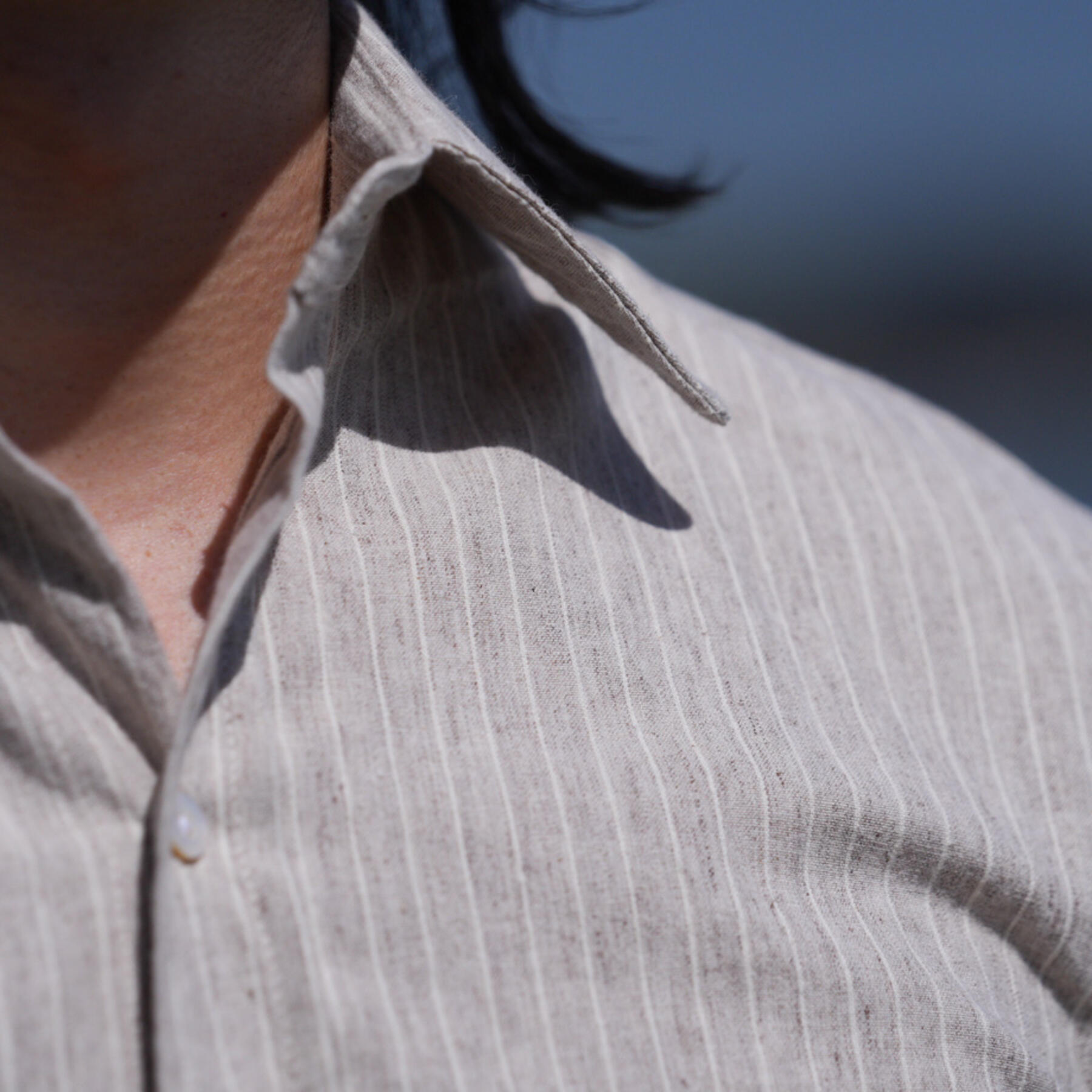 gustin #854 japan heather flax fade short sleeve shirt - grey