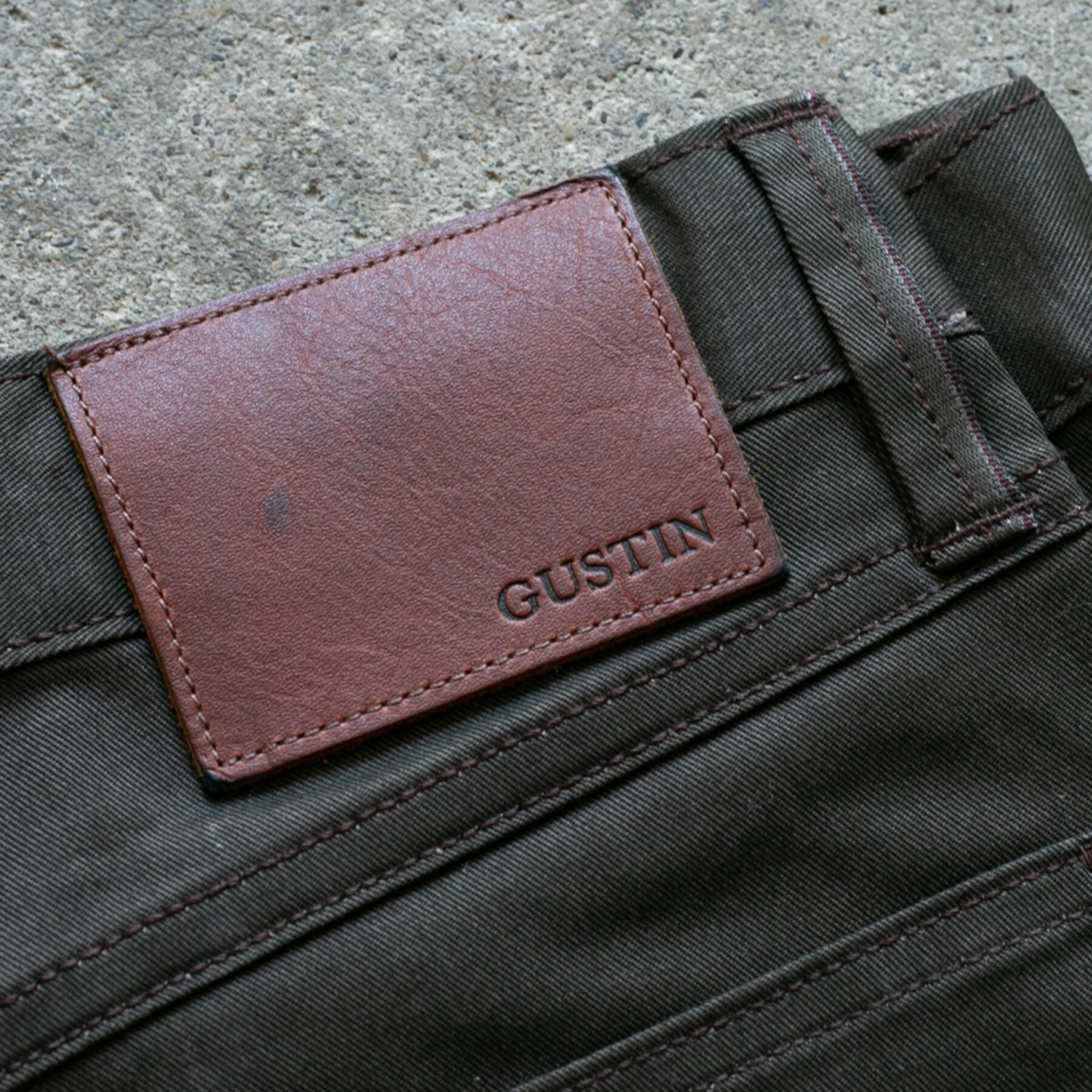 gustin #516 top dye selvedge - dark olive
