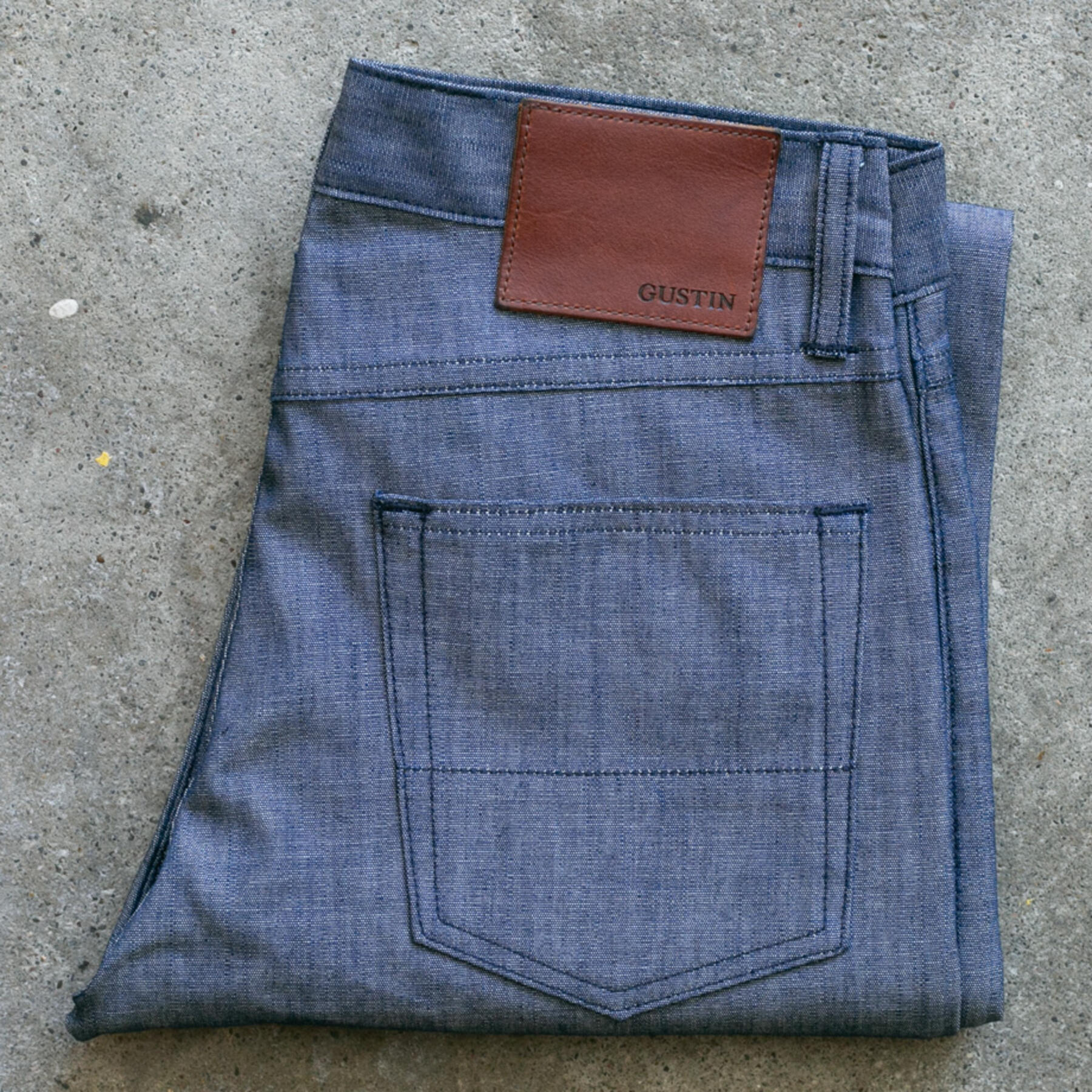 gustin #125 cone indigo chambray 5 pocket
