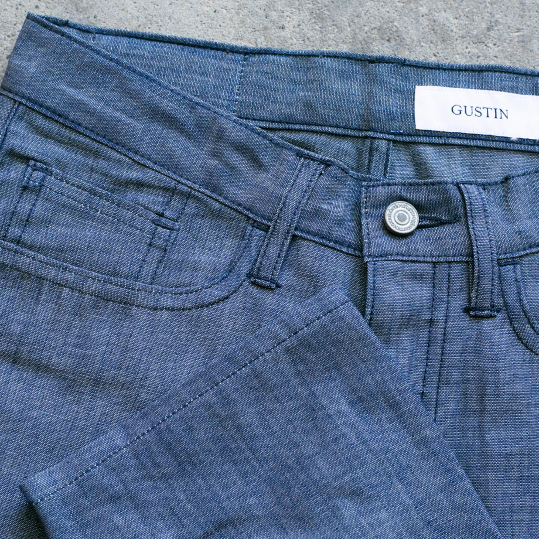 gustin #125 cone indigo chambray 5 pocket