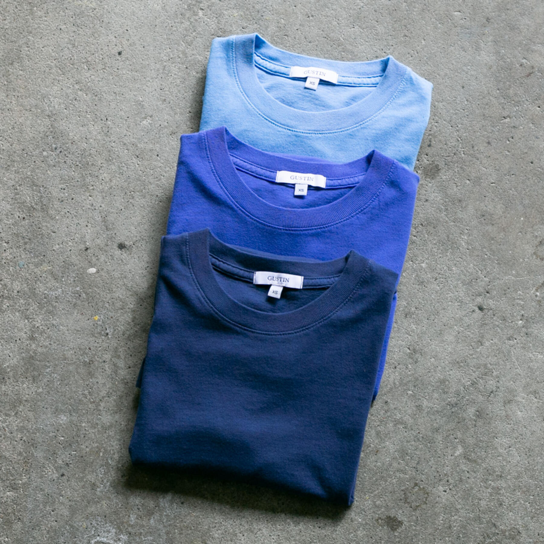 gustin organic cotton t-shirt blue fade collection