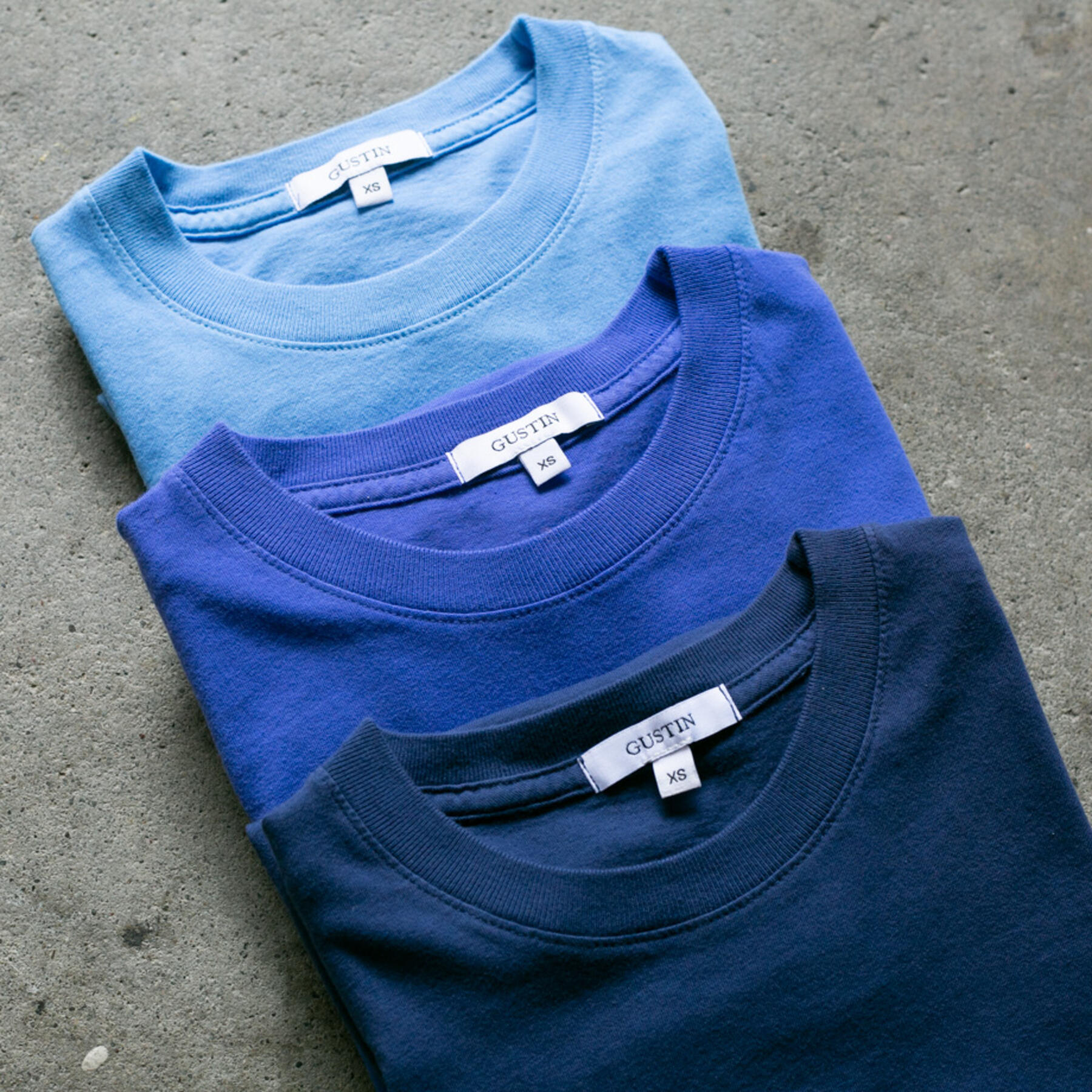 gustin organic cotton t-shirt blue fade collection