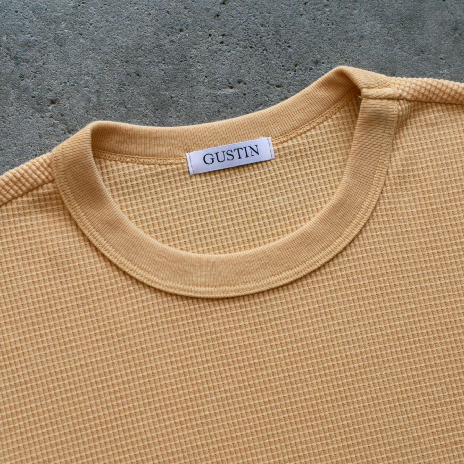 gustin fall colors waffle crewneck 3 pack (orange rust, pale yellow, grey cream)