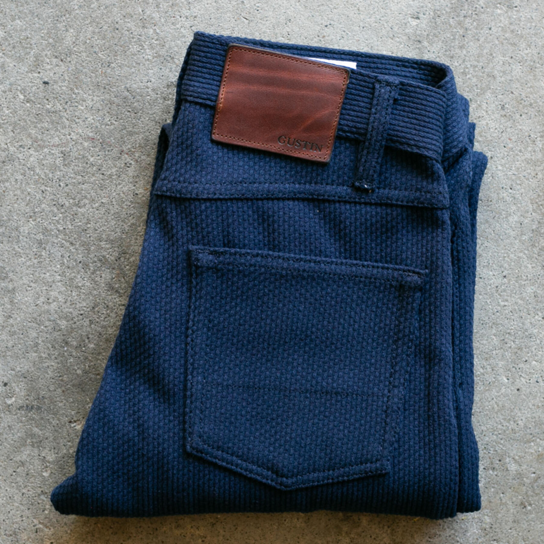 gustin #92 monster sashiko dobby 5 pocket - navy