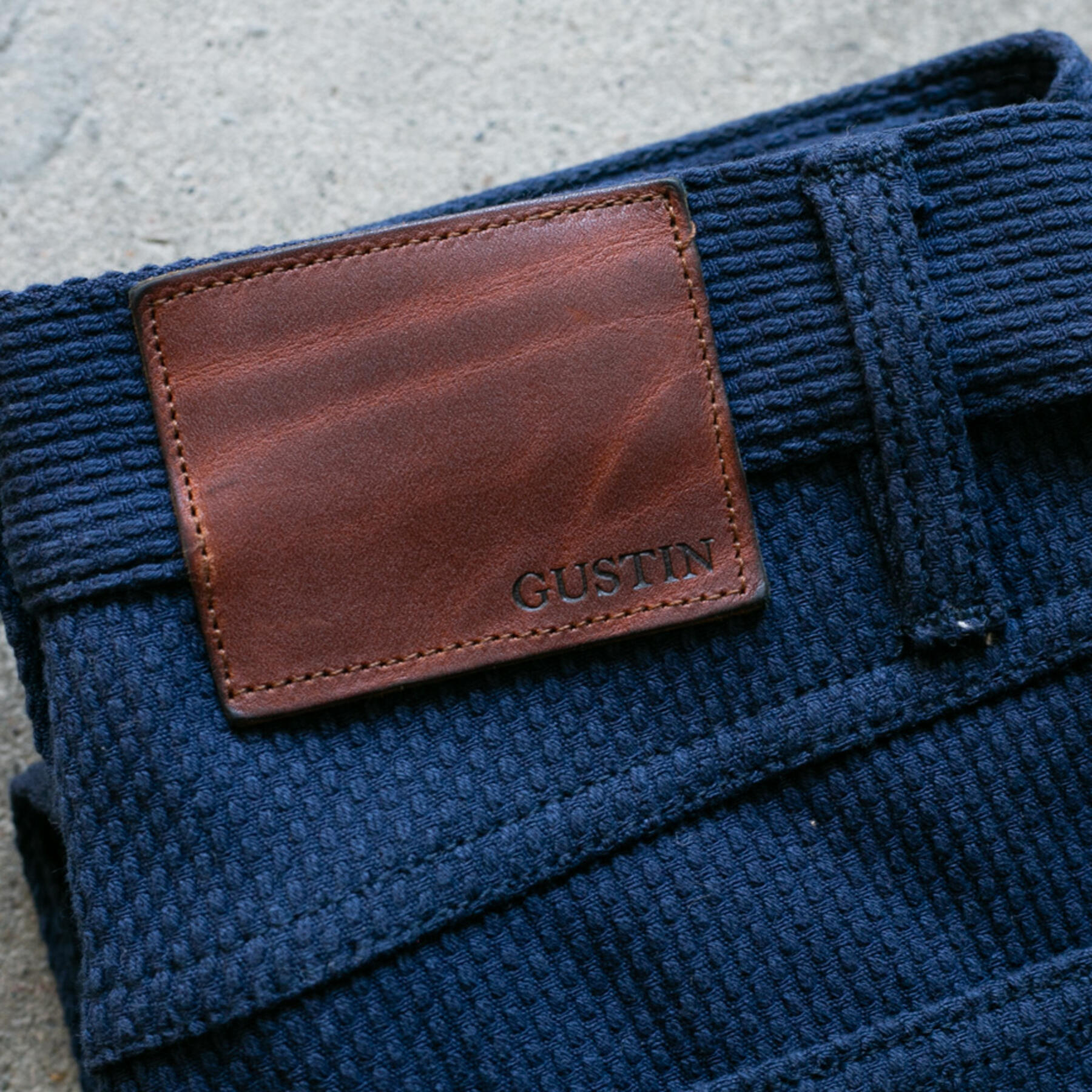 gustin #92 monster sashiko dobby 5 pocket - navy