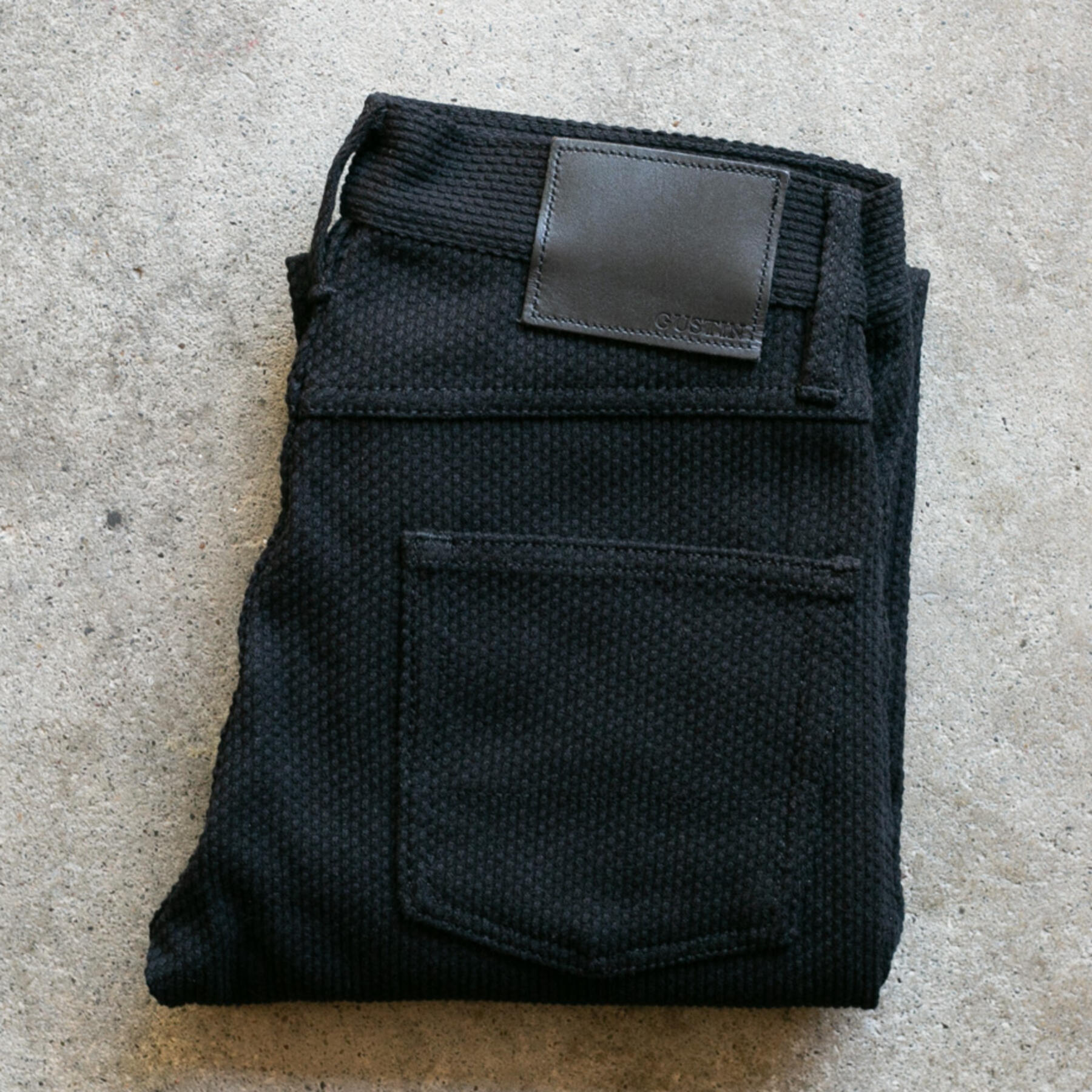 gustin #91 monster sashiko dobby 5 pocket - black