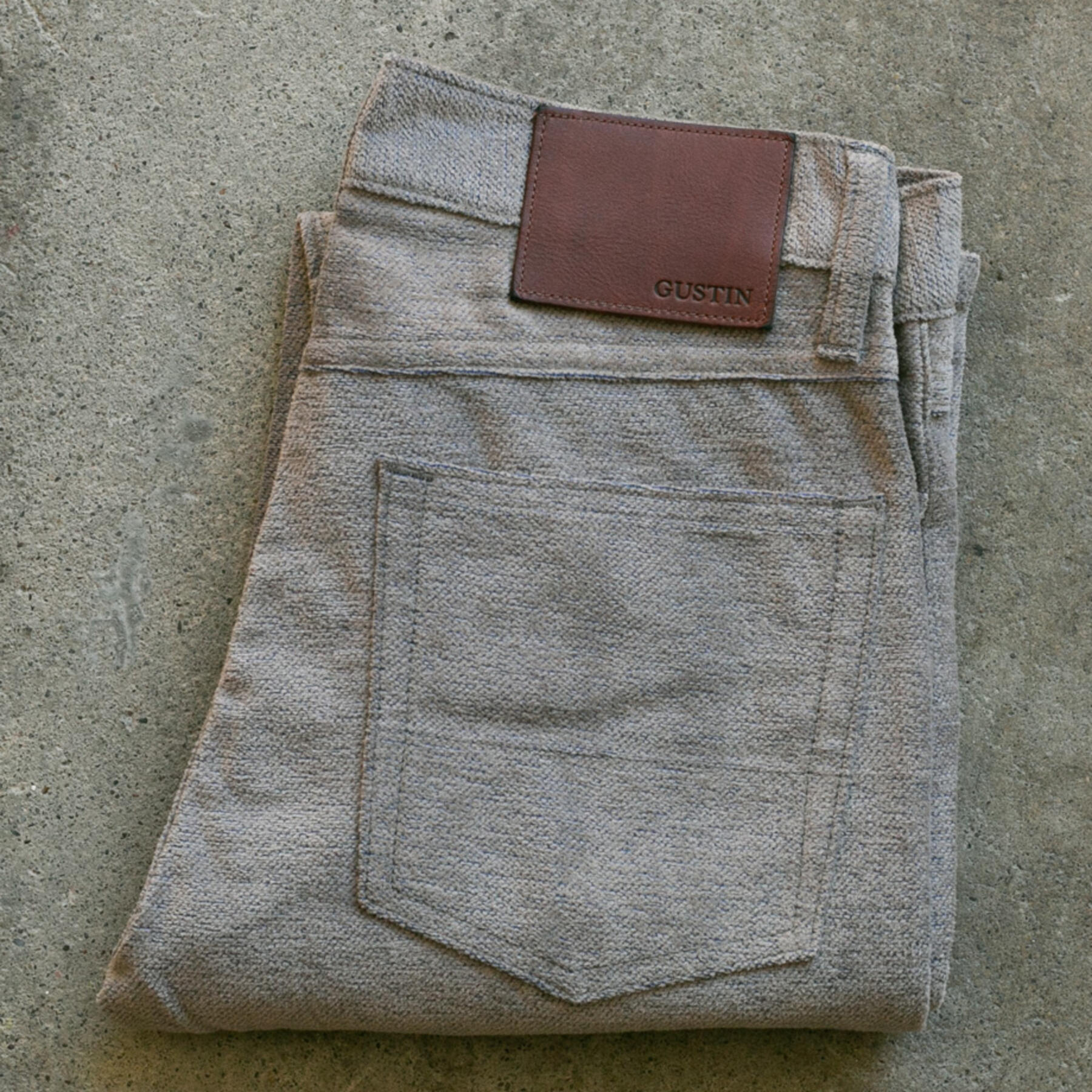 gustin #132 shaggy twill 5 pocket - taupexgrey