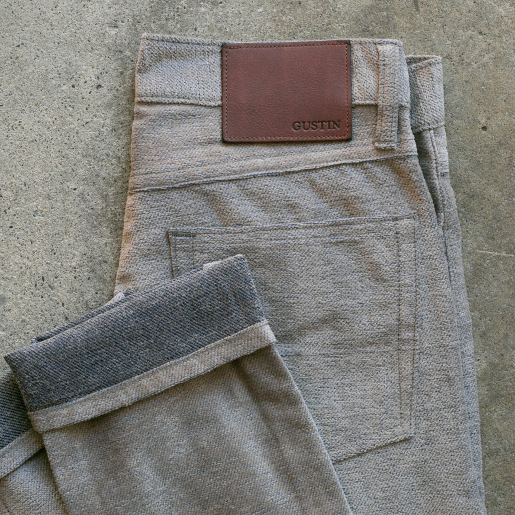 gustin #132 shaggy twill 5 pocket - taupexgrey