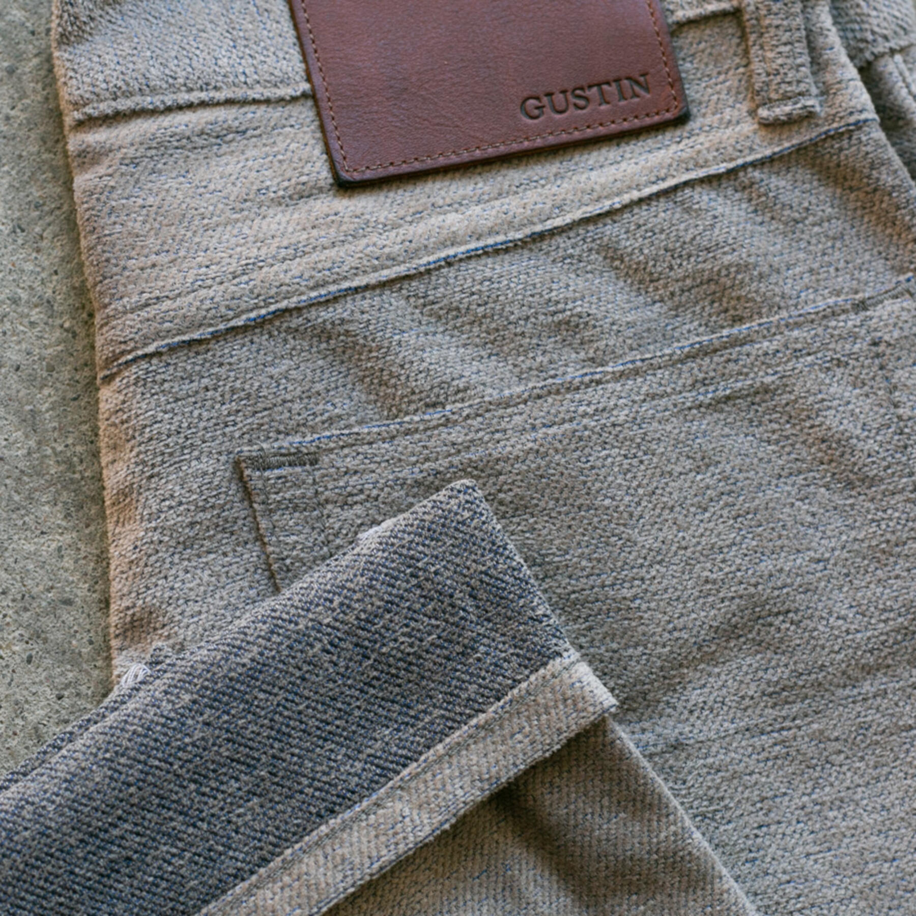 gustin #132 shaggy twill 5 pocket - taupexgrey