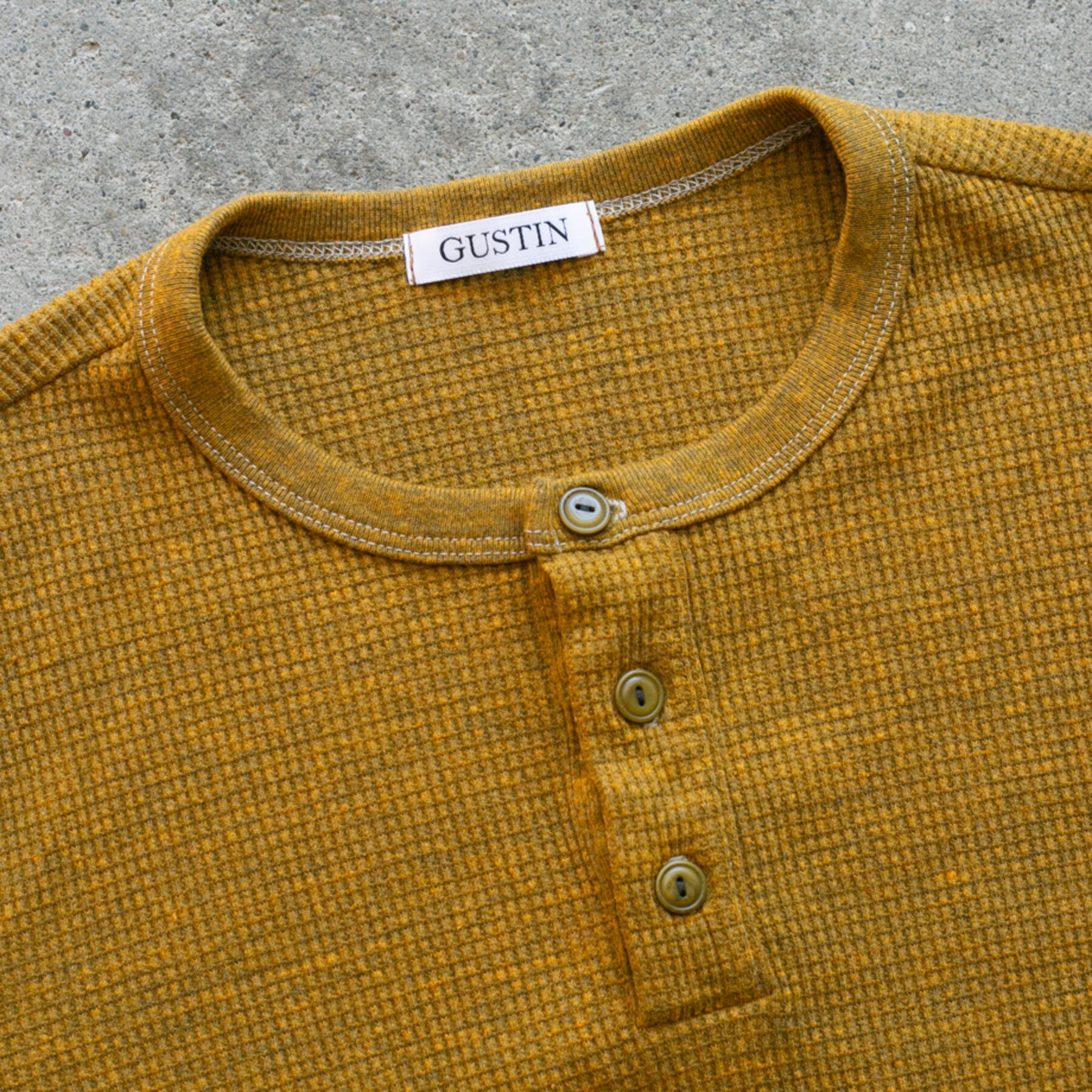 gustin waffle henley 3 pack (saffron, black, white)