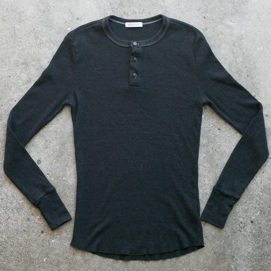 gustin waffle henley - black