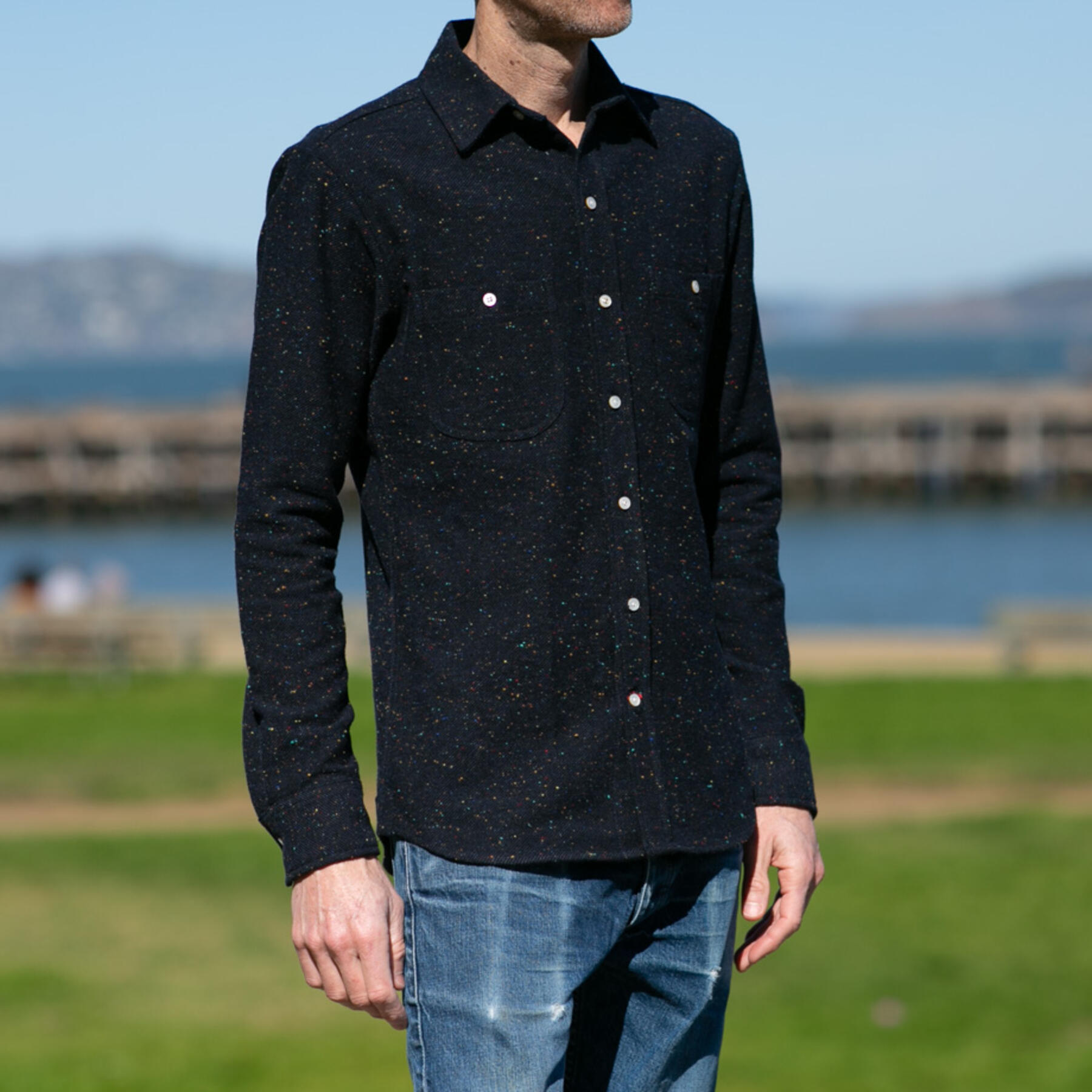 gustin #864 japan wool nep big twill - midnight