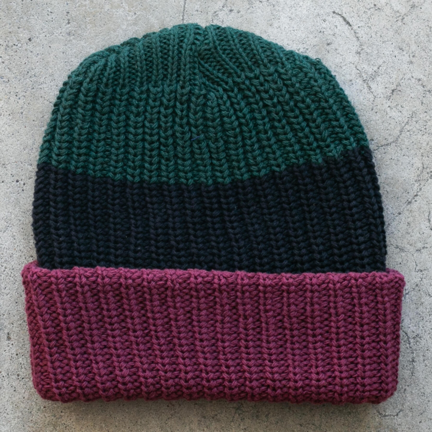 gustin color block beanie - greenxblackxburgundy