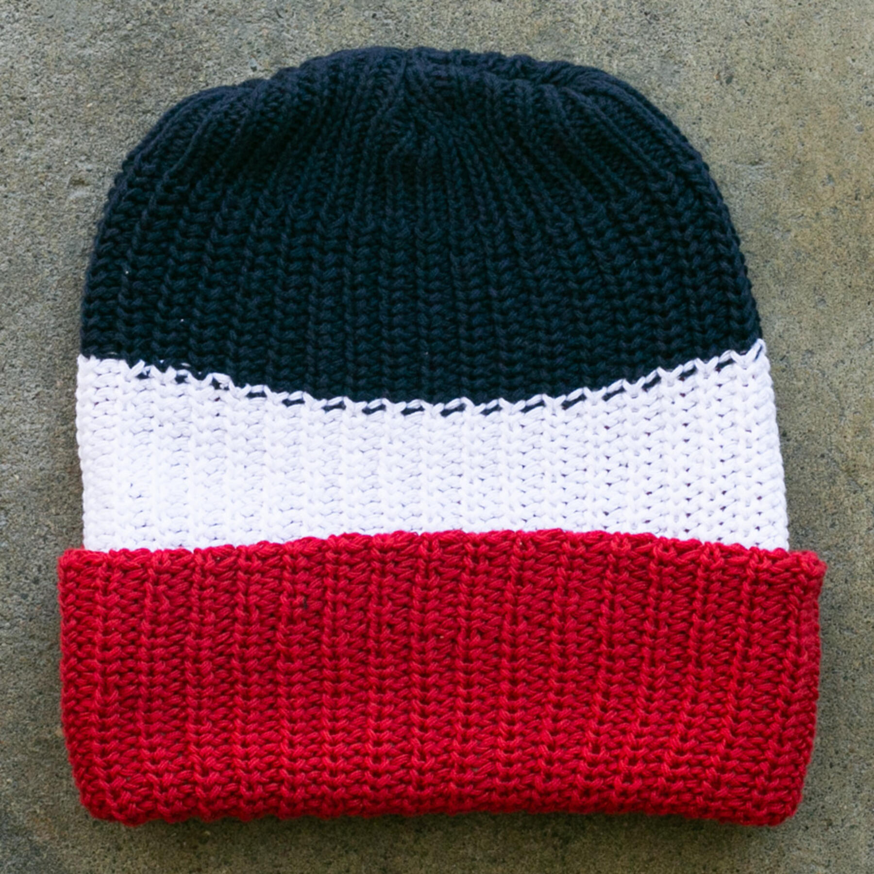 gustin color block beanie - navyxwhitexred