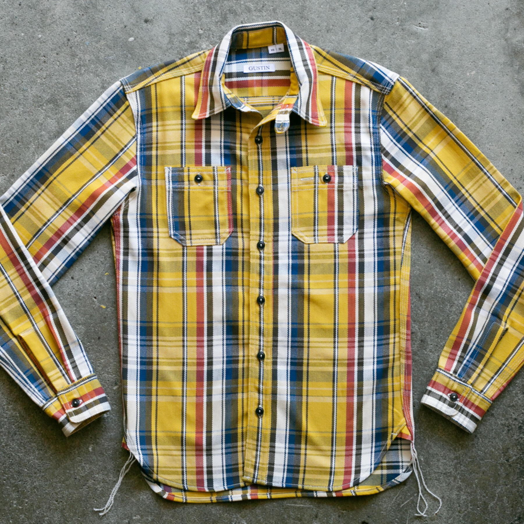 gustin #97 monster selvedge plaid workshirt - mustard
