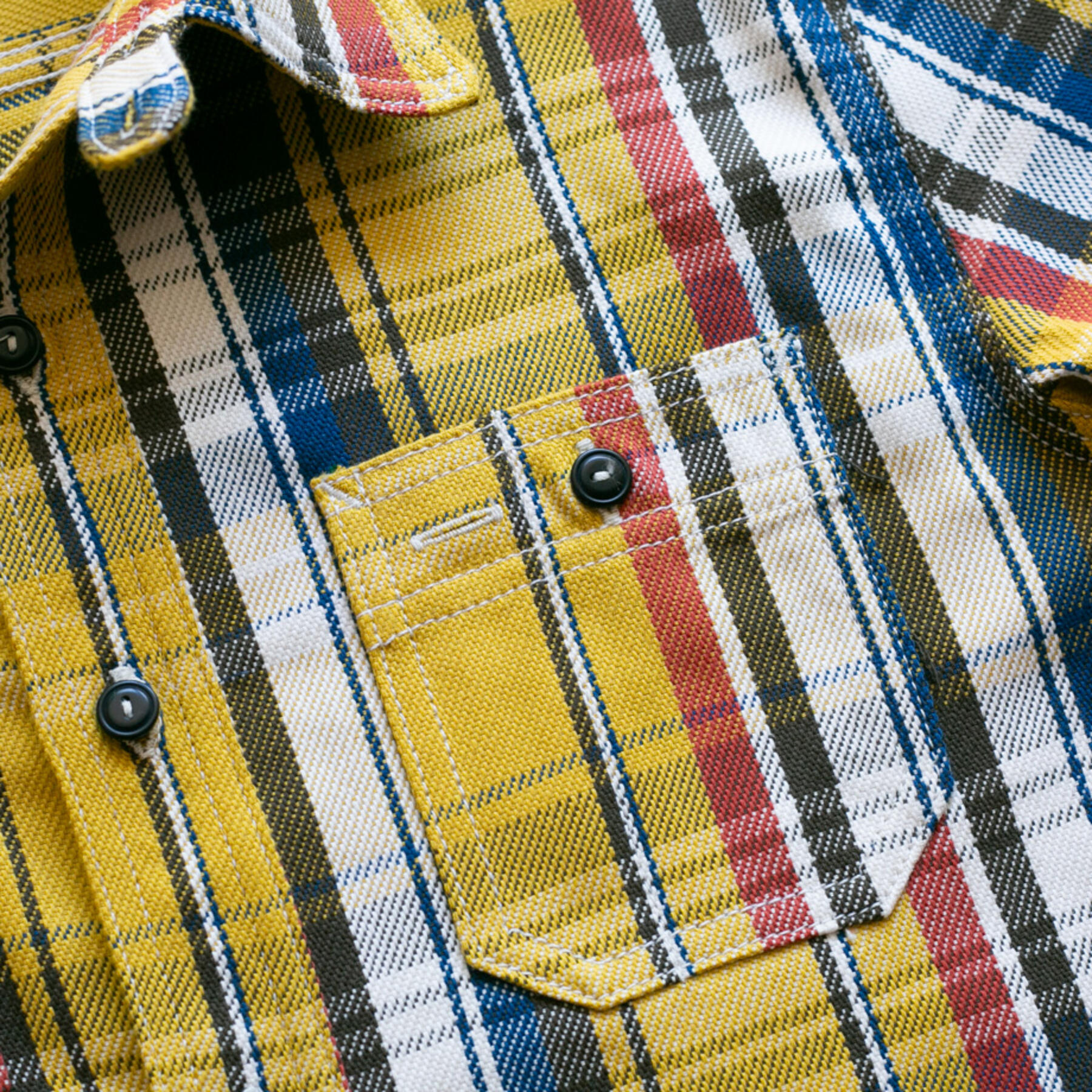 gustin #97 monster selvedge plaid workshirt - mustard