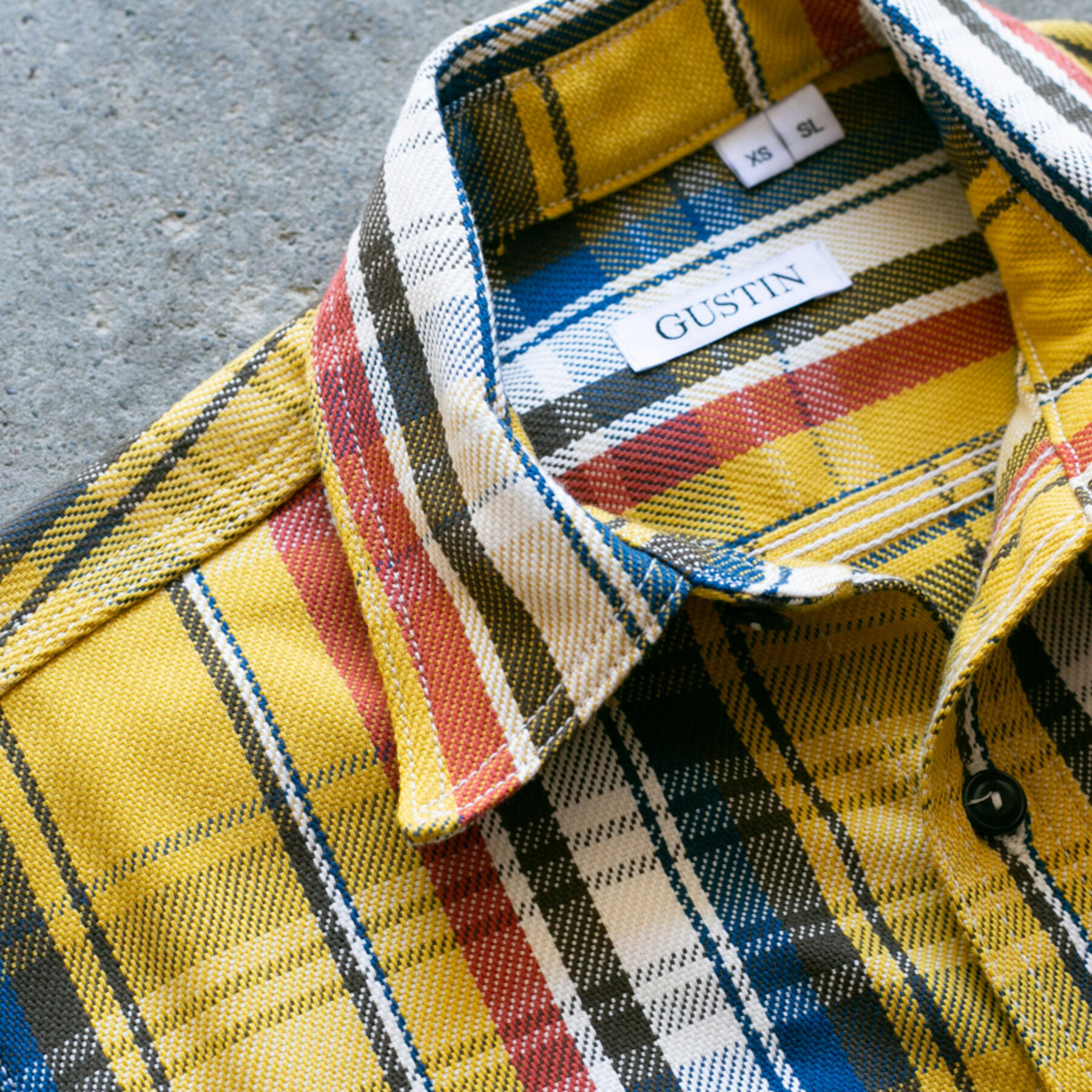 gustin #97 monster selvedge plaid workshirt - mustard