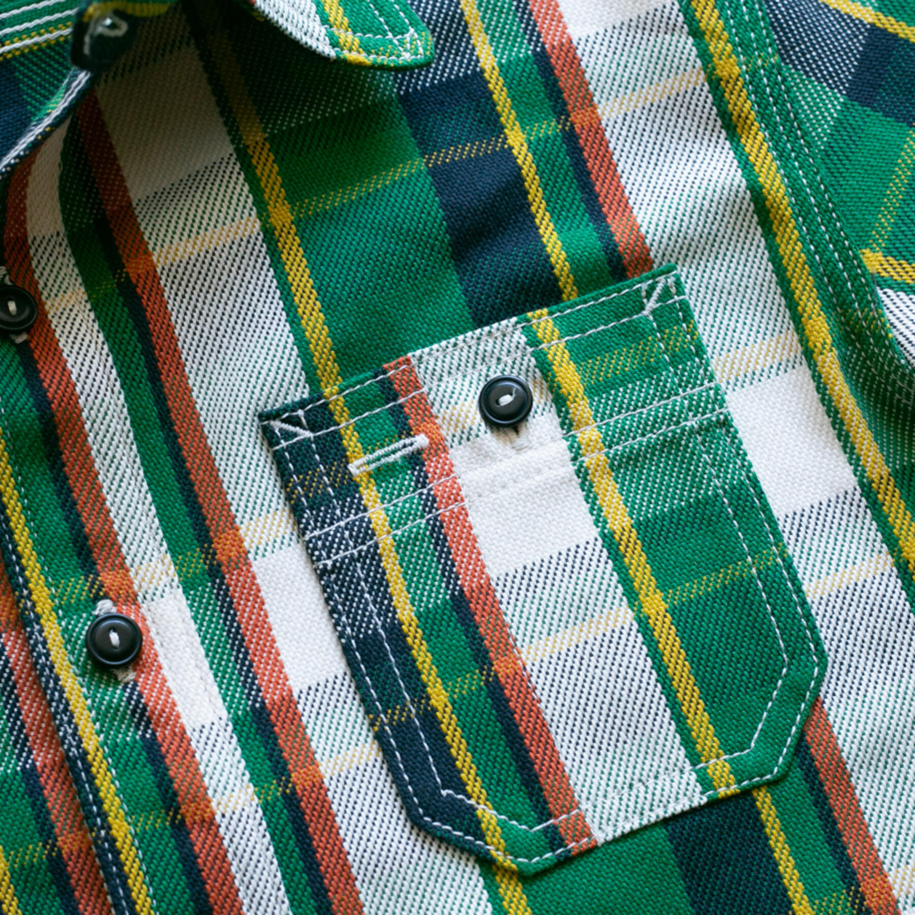 gustin #98 monster selvedge plaid workshirt - green