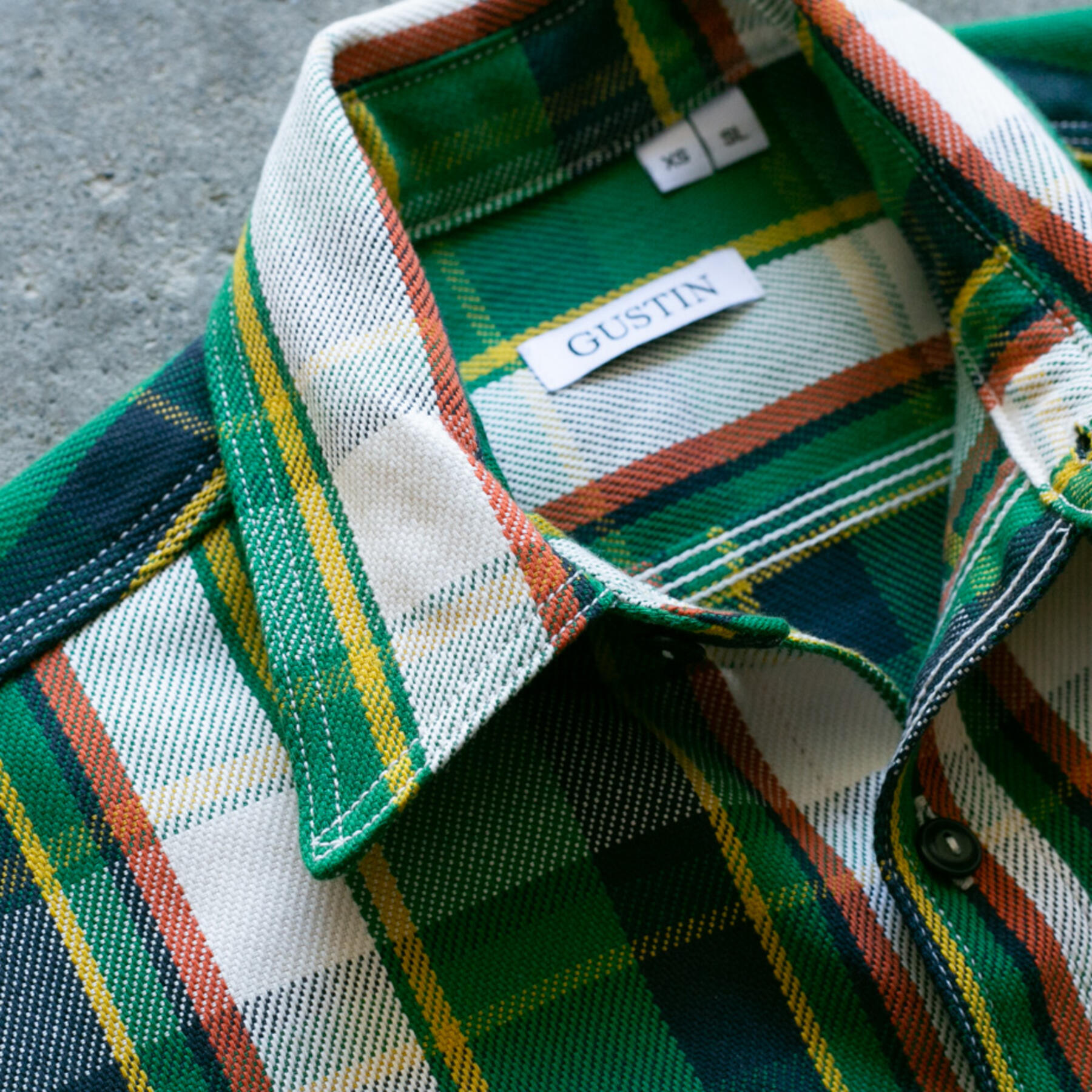 gustin #98 monster selvedge plaid workshirt - green