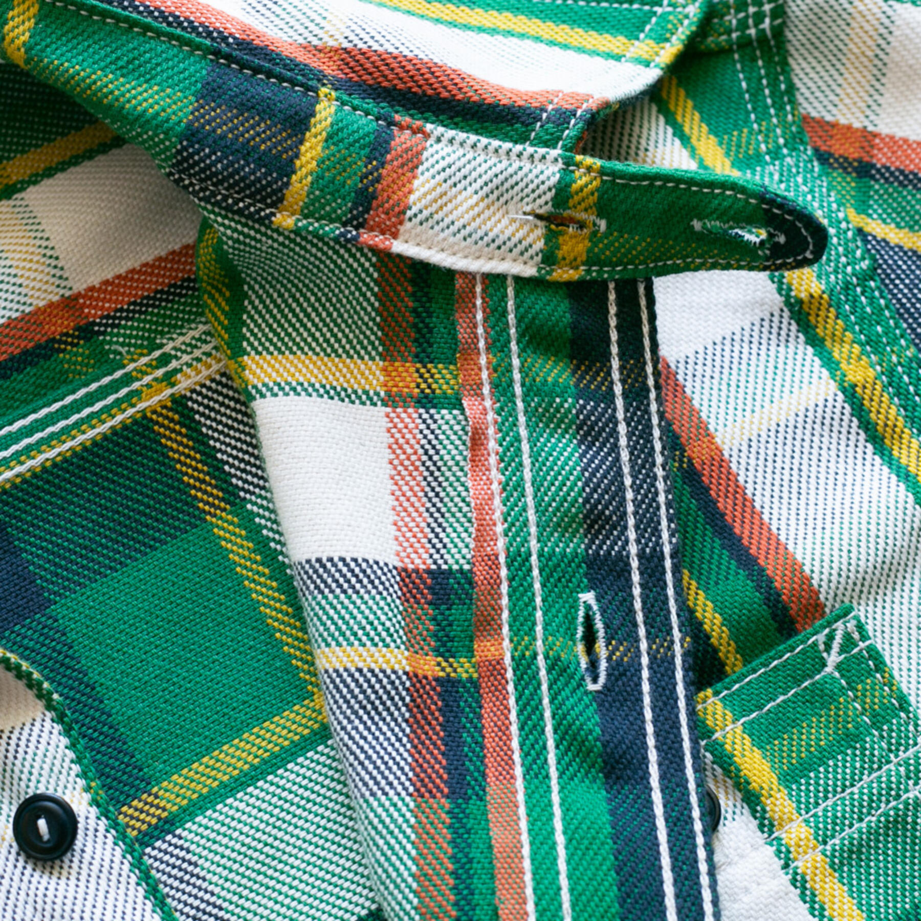 gustin #98 monster selvedge plaid workshirt - green