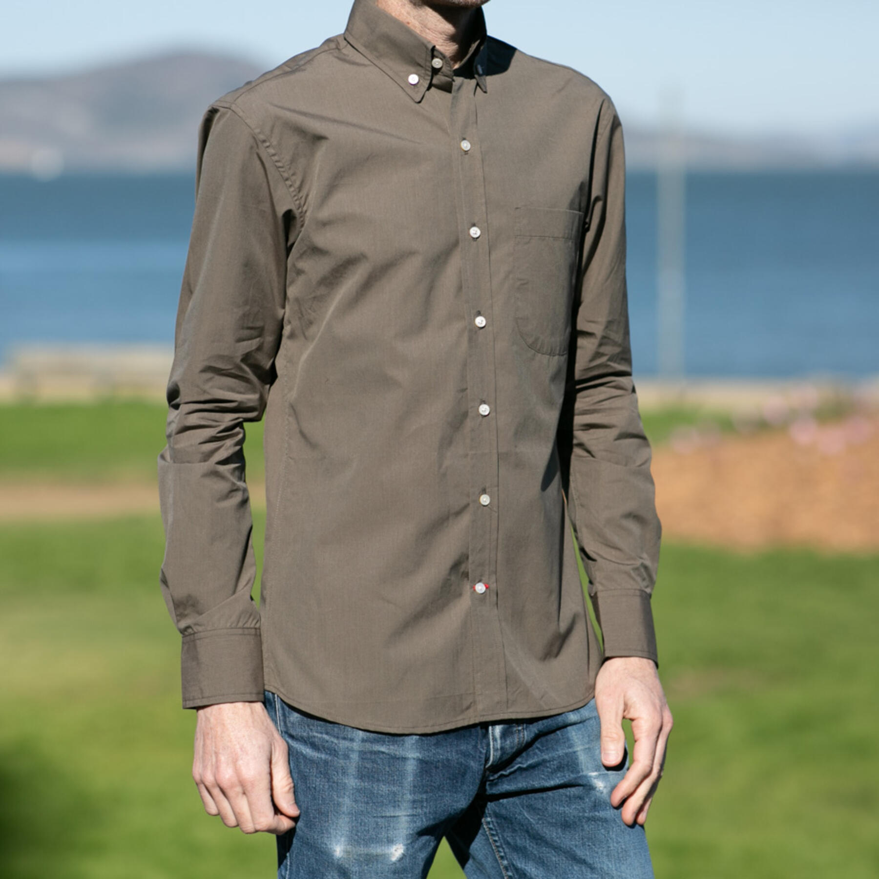 gustin #870 egyptian giza cotton - grey olive