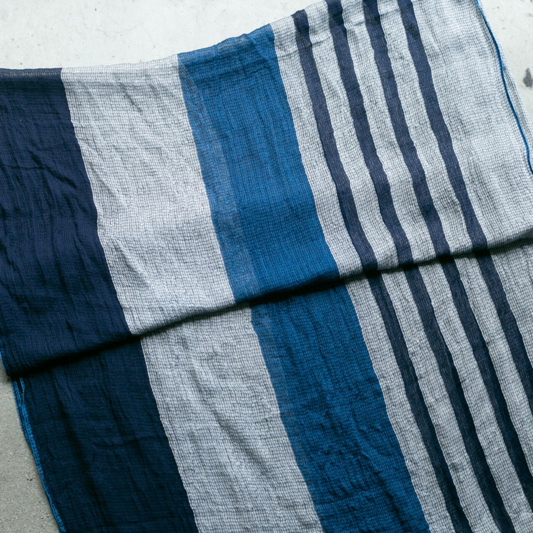 gustin japan indigo stripe hand dyed selvedge scarf
