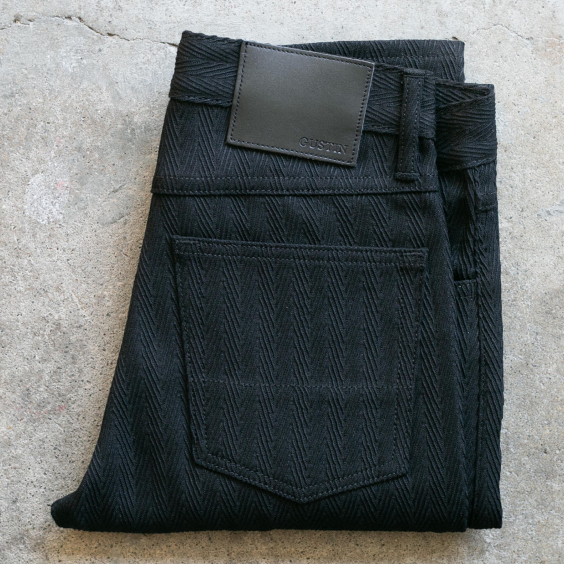 gustin #137 japan dobby herringbone 5 pocket - double black
