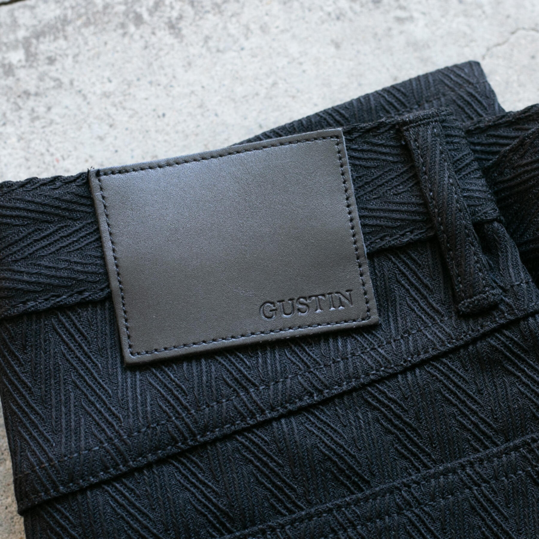 gustin #137 japan dobby herringbone 5 pocket - double black