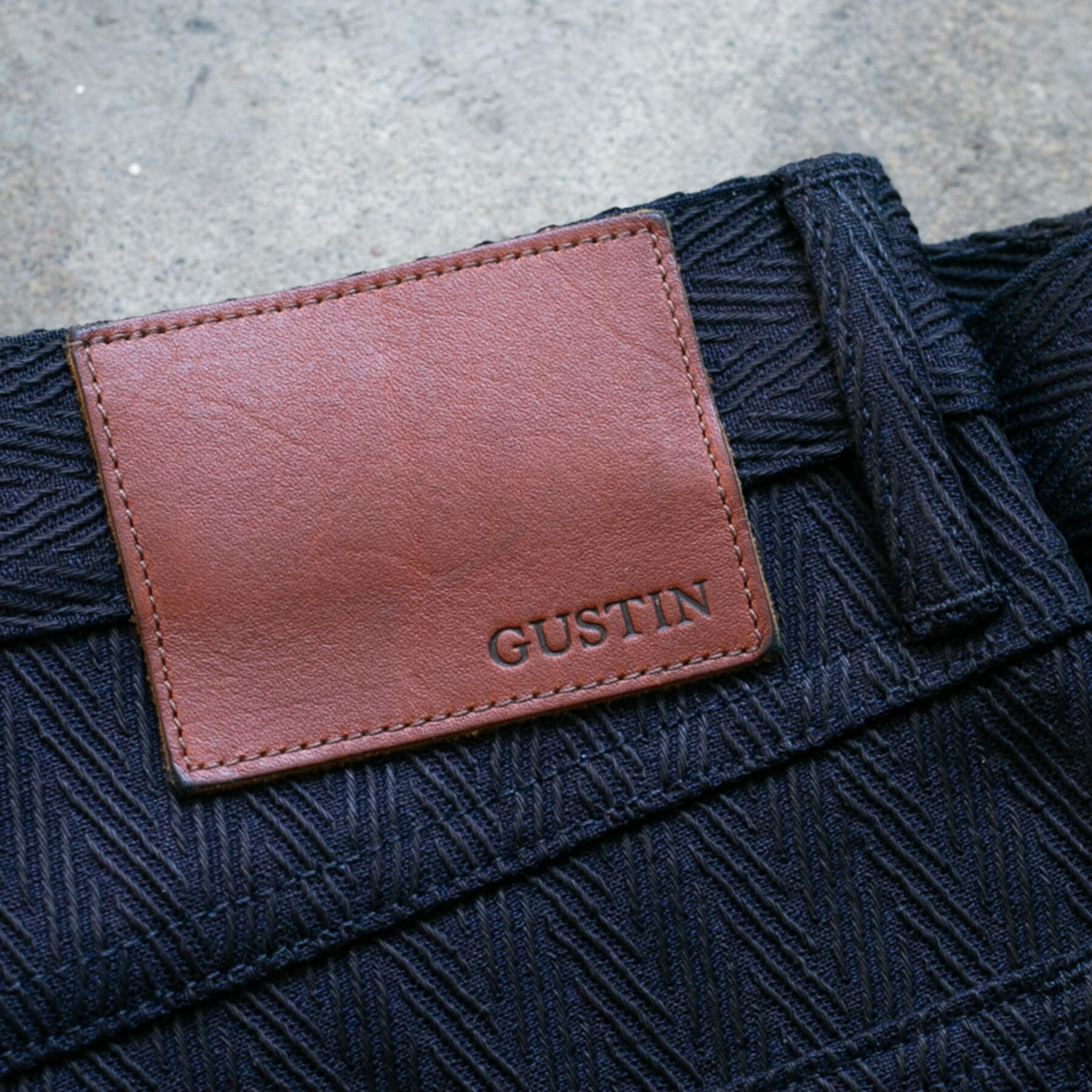 gustin #136 japan dobby herringbone 5 pocket - double indigo