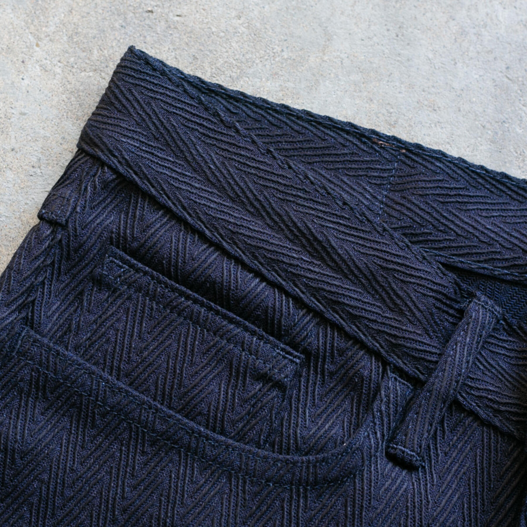 gustin #136 japan dobby herringbone 5 pocket - double indigo