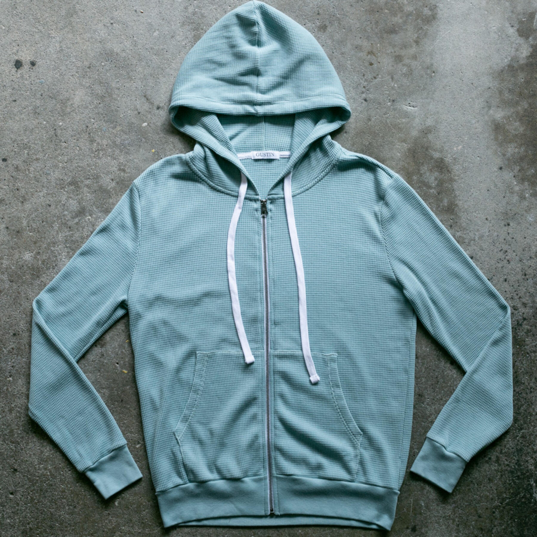 gustin waffle zip hoodie 2 pack (burnt orange, pale mist)
