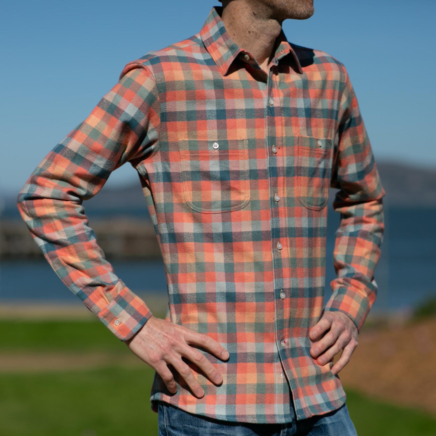 gustin #823 organic retro checks - sunset
