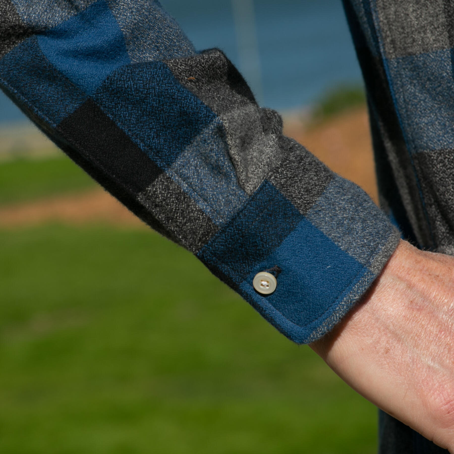 gustin #874 retro melange big check - bluexgrey