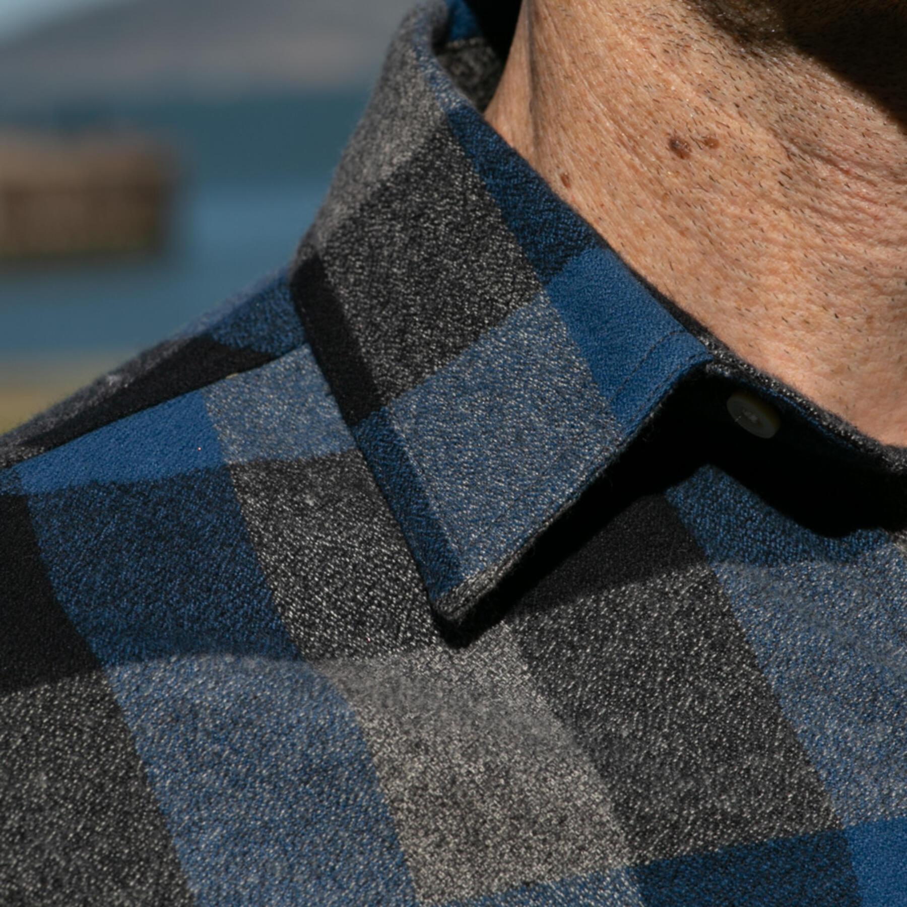 gustin #874 retro melange big check - bluexgrey