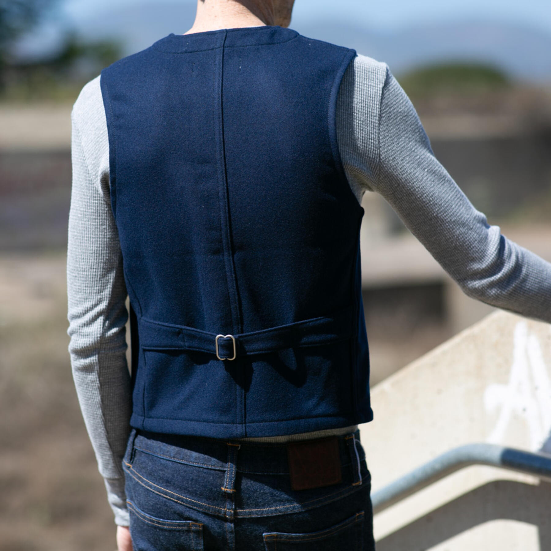 gustin #3 navy melton wool vest