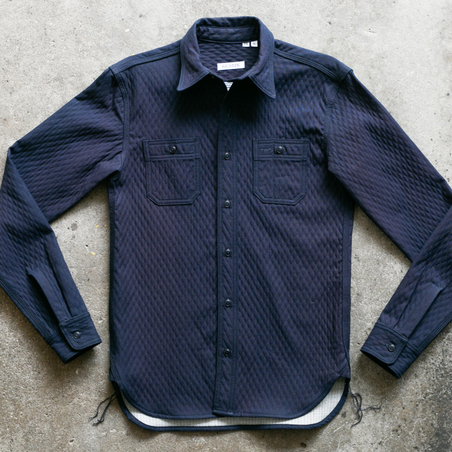 gustin #101 diamond quilt indigoxindigo workshirt