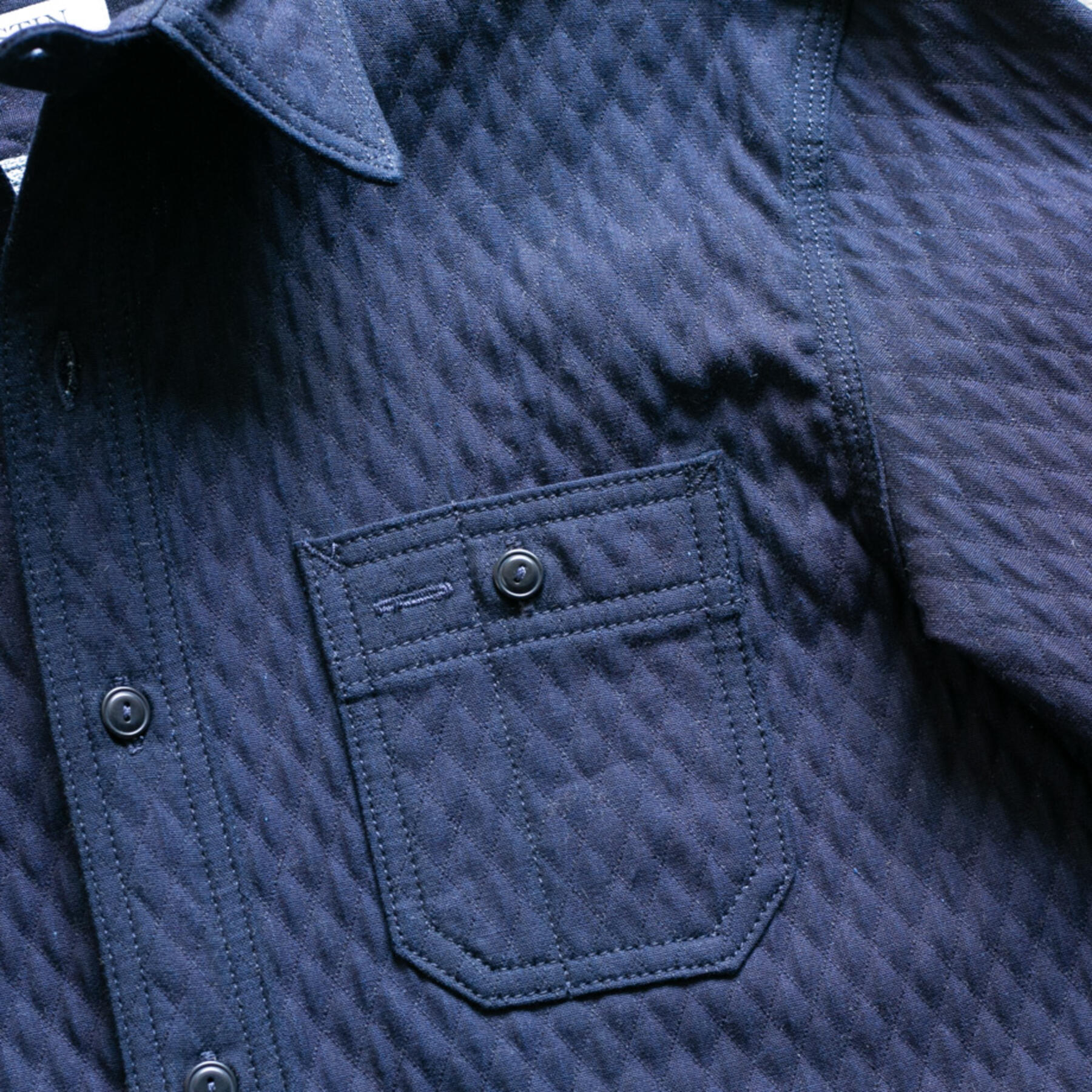 gustin #101 diamond quilt indigoxindigo workshirt