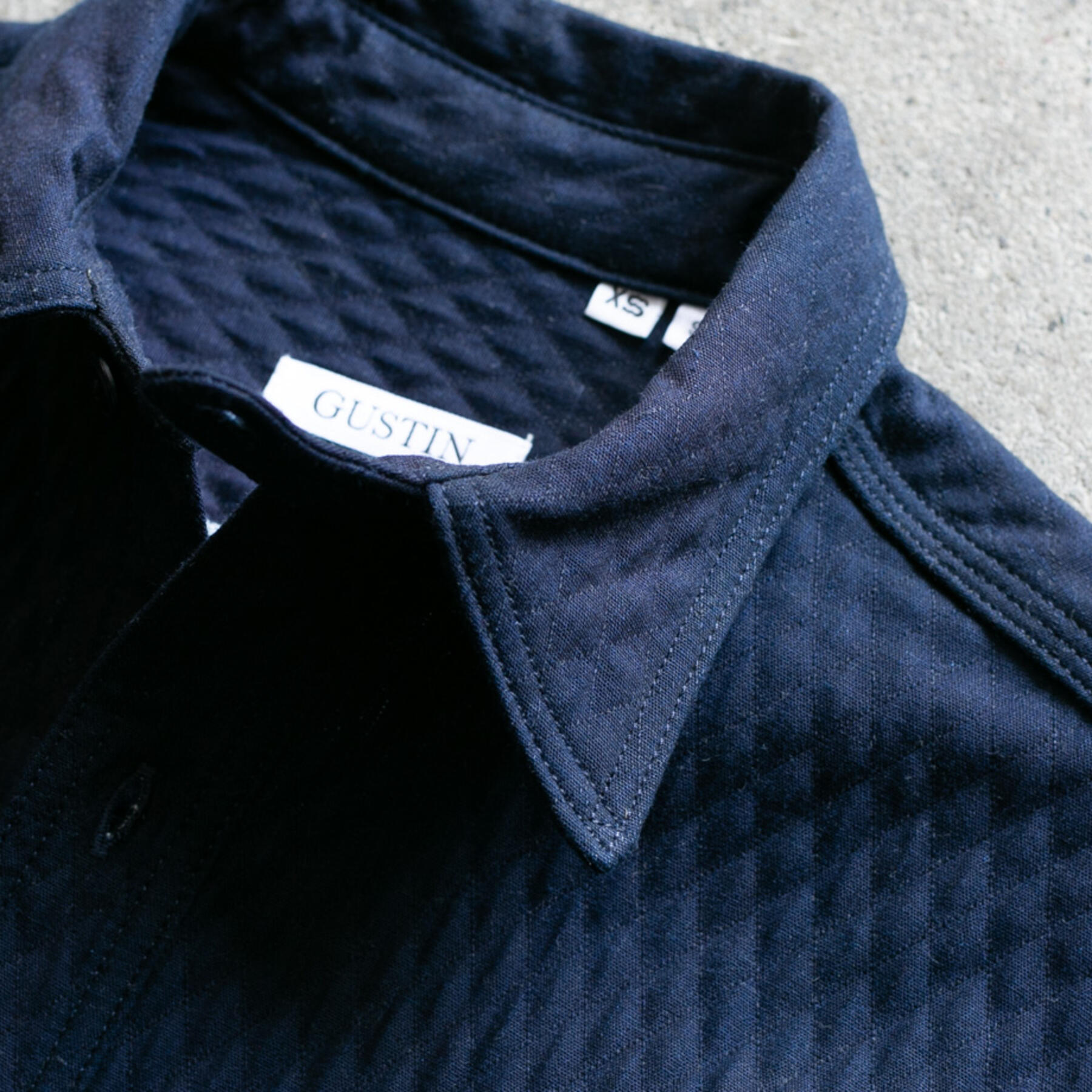 gustin #101 diamond quilt indigoxindigo workshirt