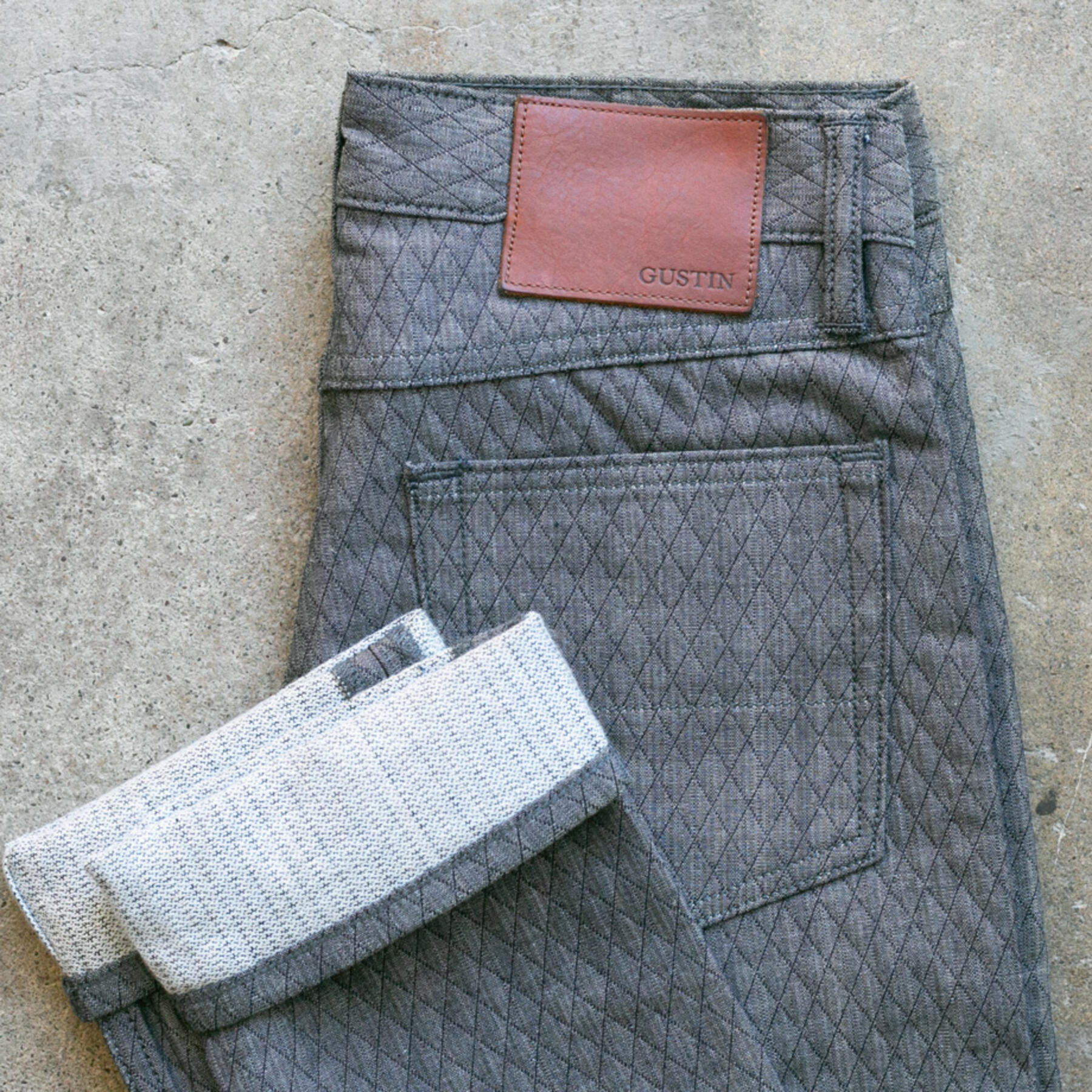 gustin #140 diamond quilt 5 pocket - indigo