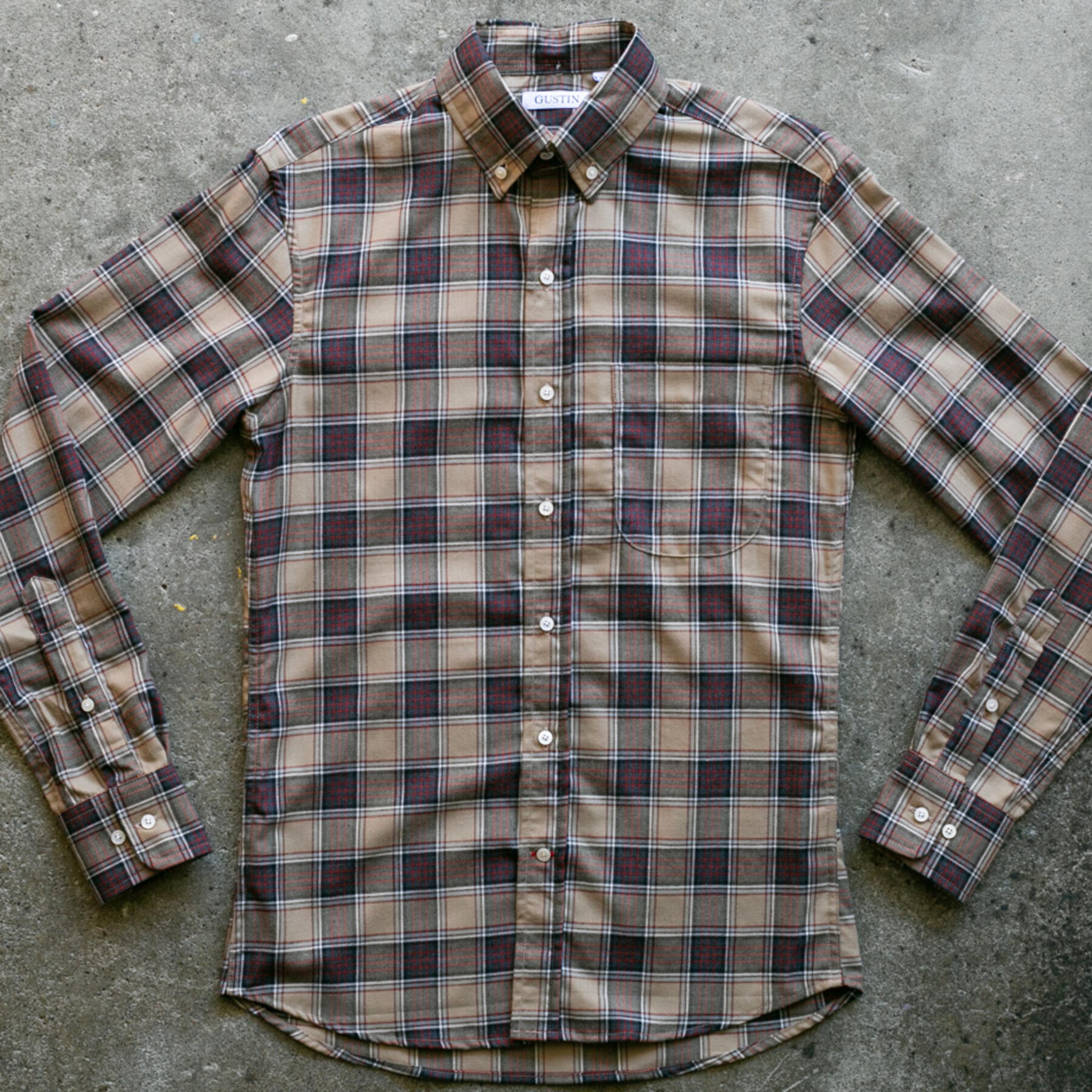 gustin #880 ultrasoft retro flannel - tan red