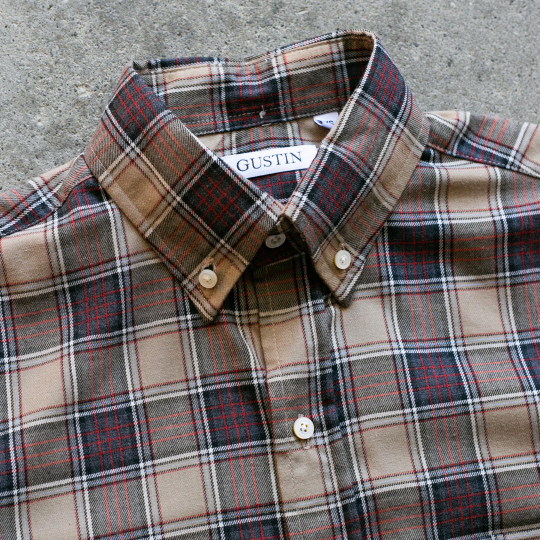gustin #880 ultrasoft retro flannel - tan red