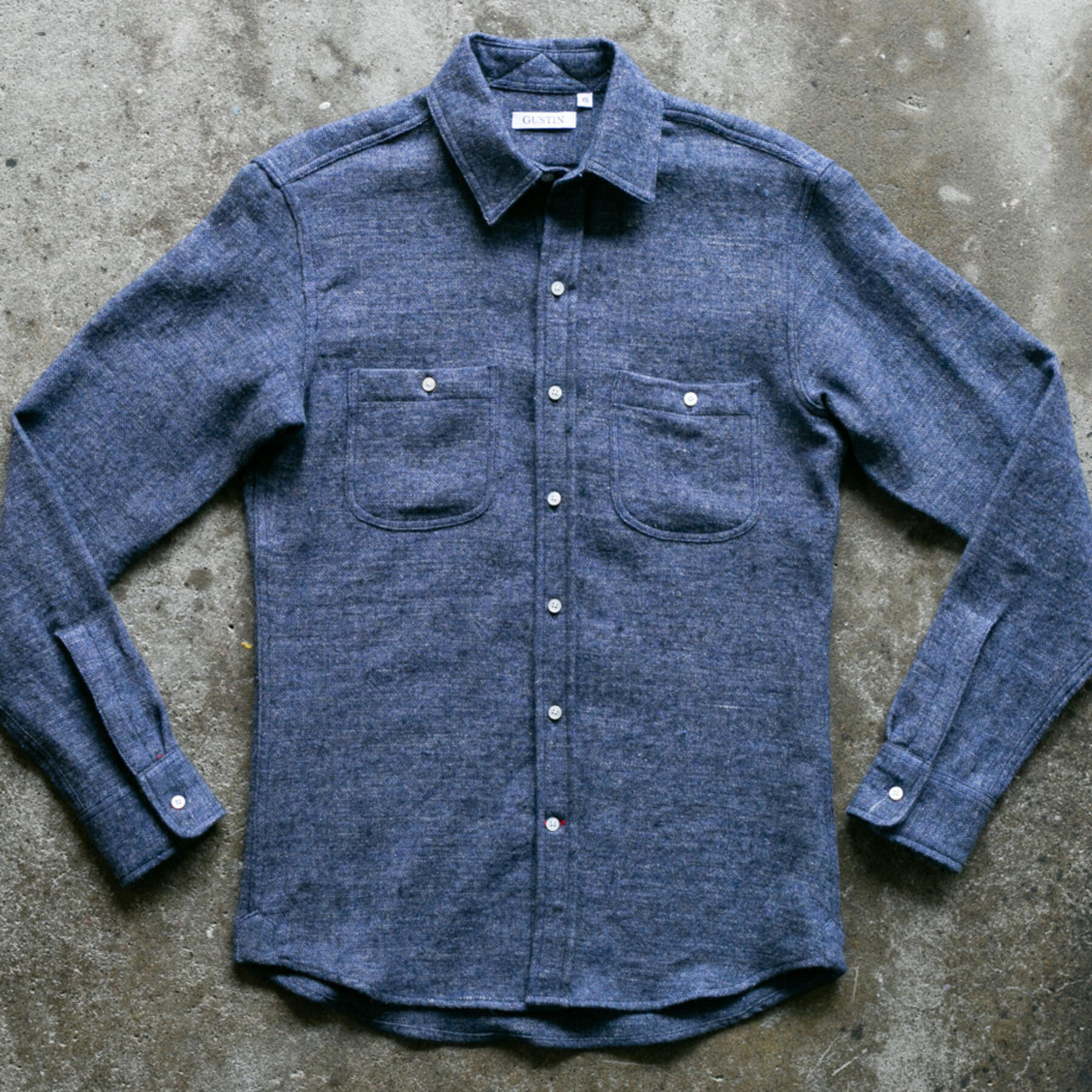 gustin #881 wool linen twill - postal blue