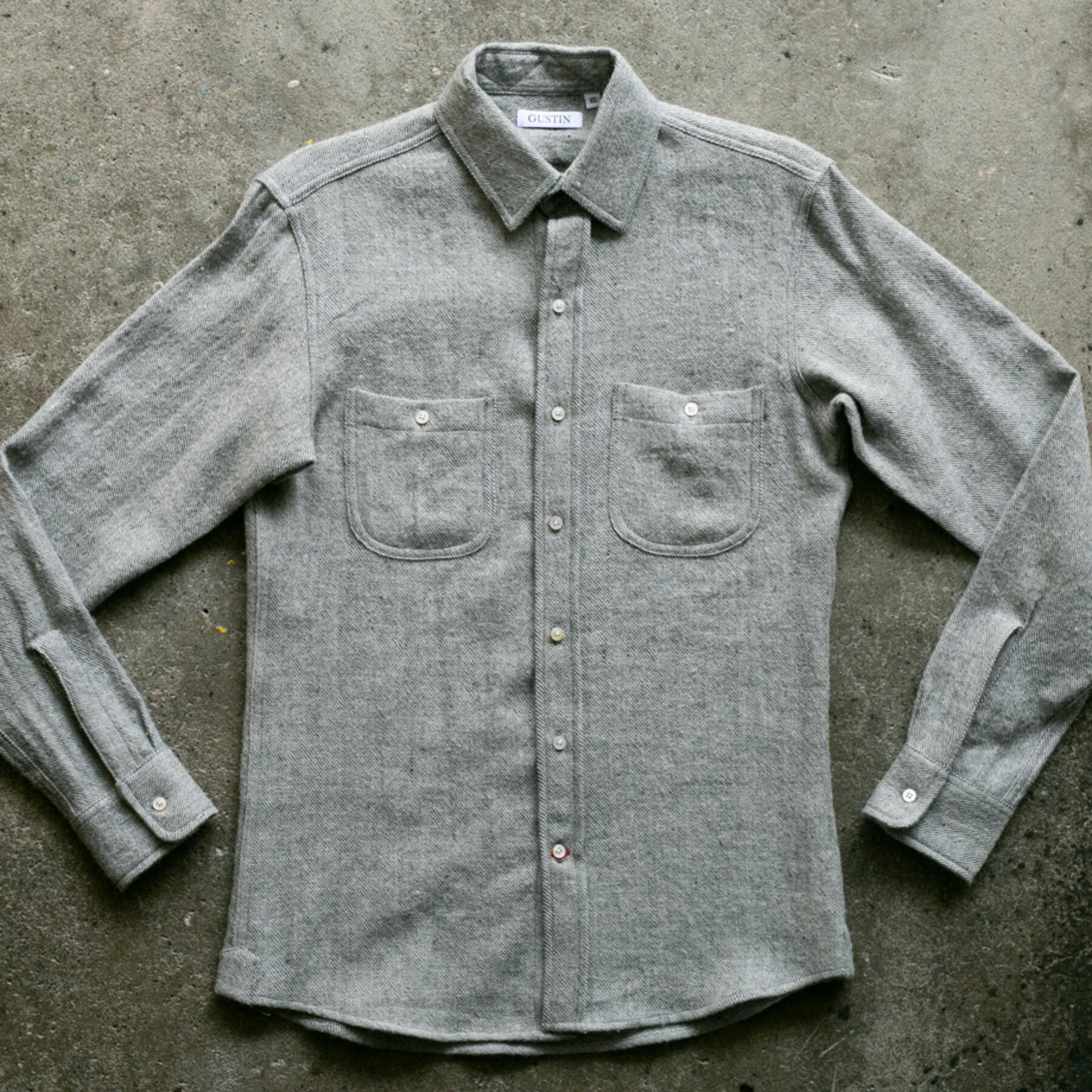 gustin #882 wool linen twill - heather grey
