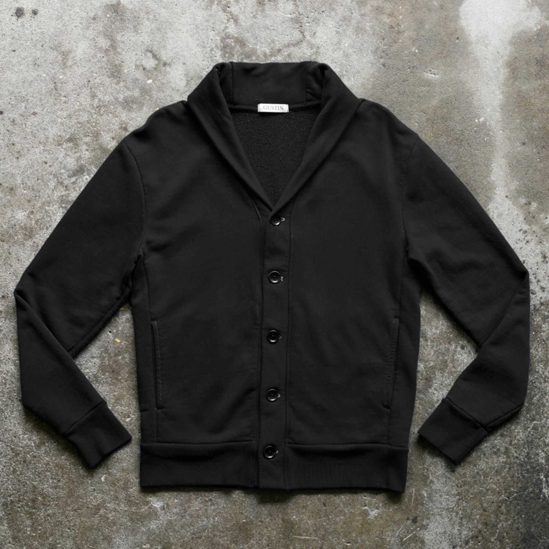 gustin french terry cardigan - black