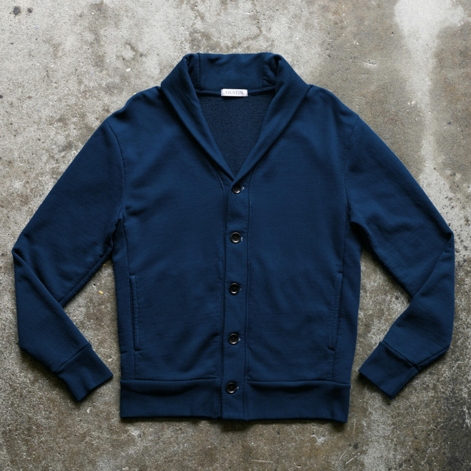 gustin french terry cardigan - navy