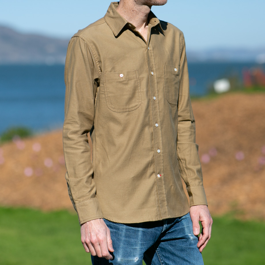 886 Military Moleskin Khaki Rugged Long Sleeve Shirts